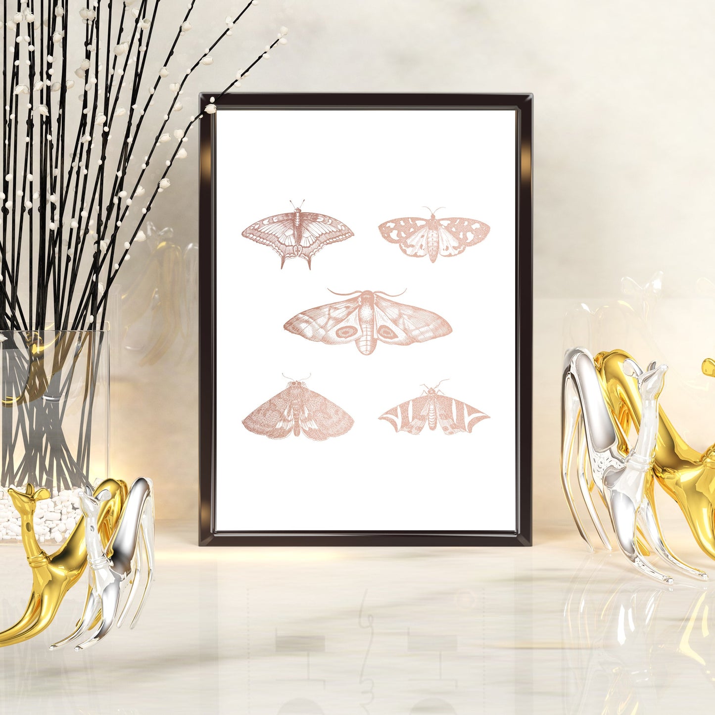 Gothic Moths | A4 Foil Art Print-Foil Print-Adnil Creations