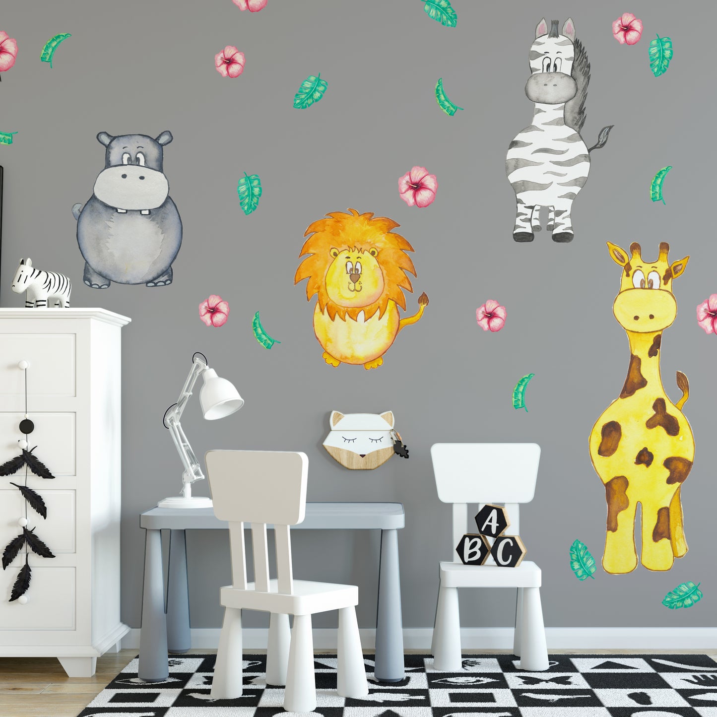 Watercolour safari animals | Fabric wall stickers-Fabric wall stickers-Adnil Creations