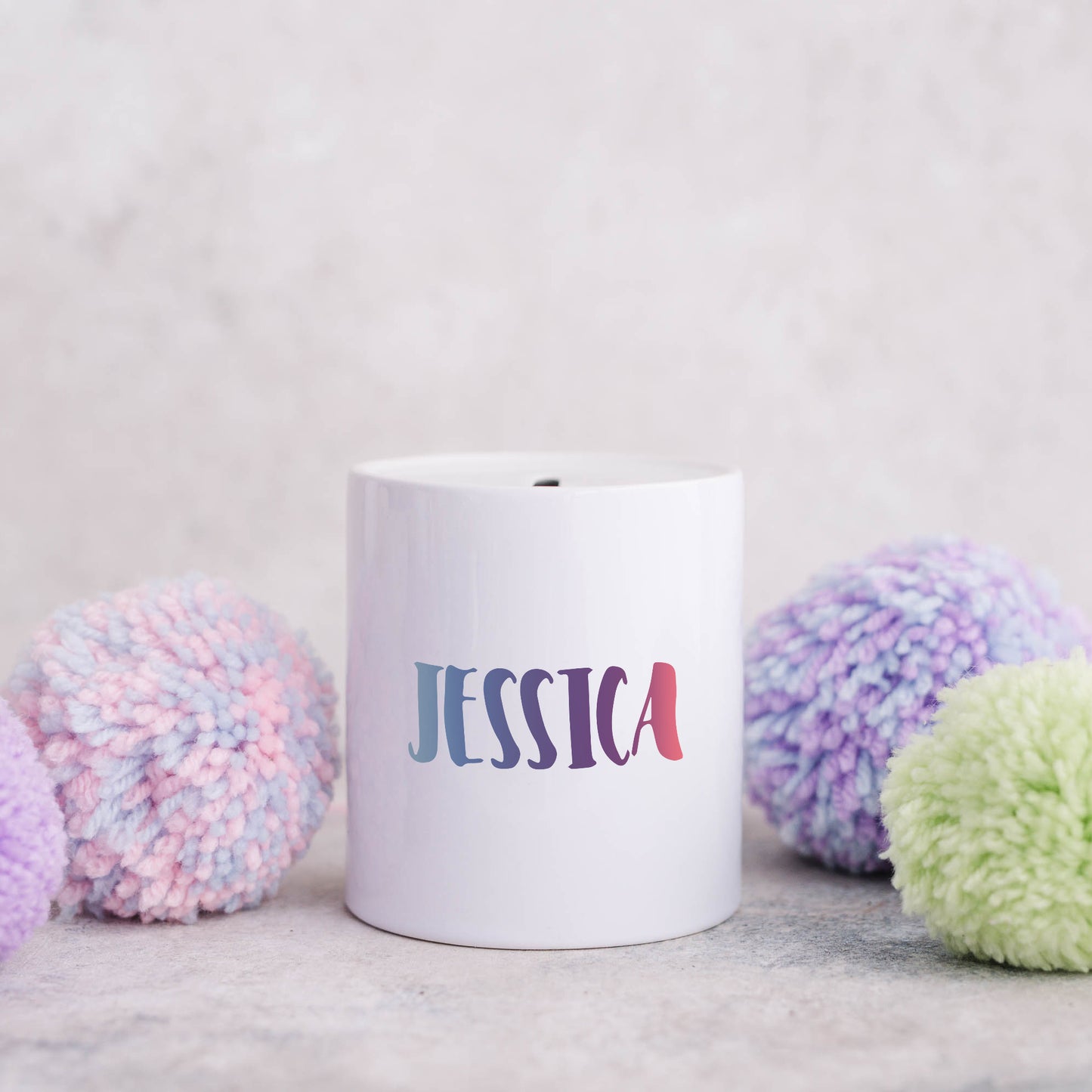 Pastel ombre personalised name | Ceramic money box