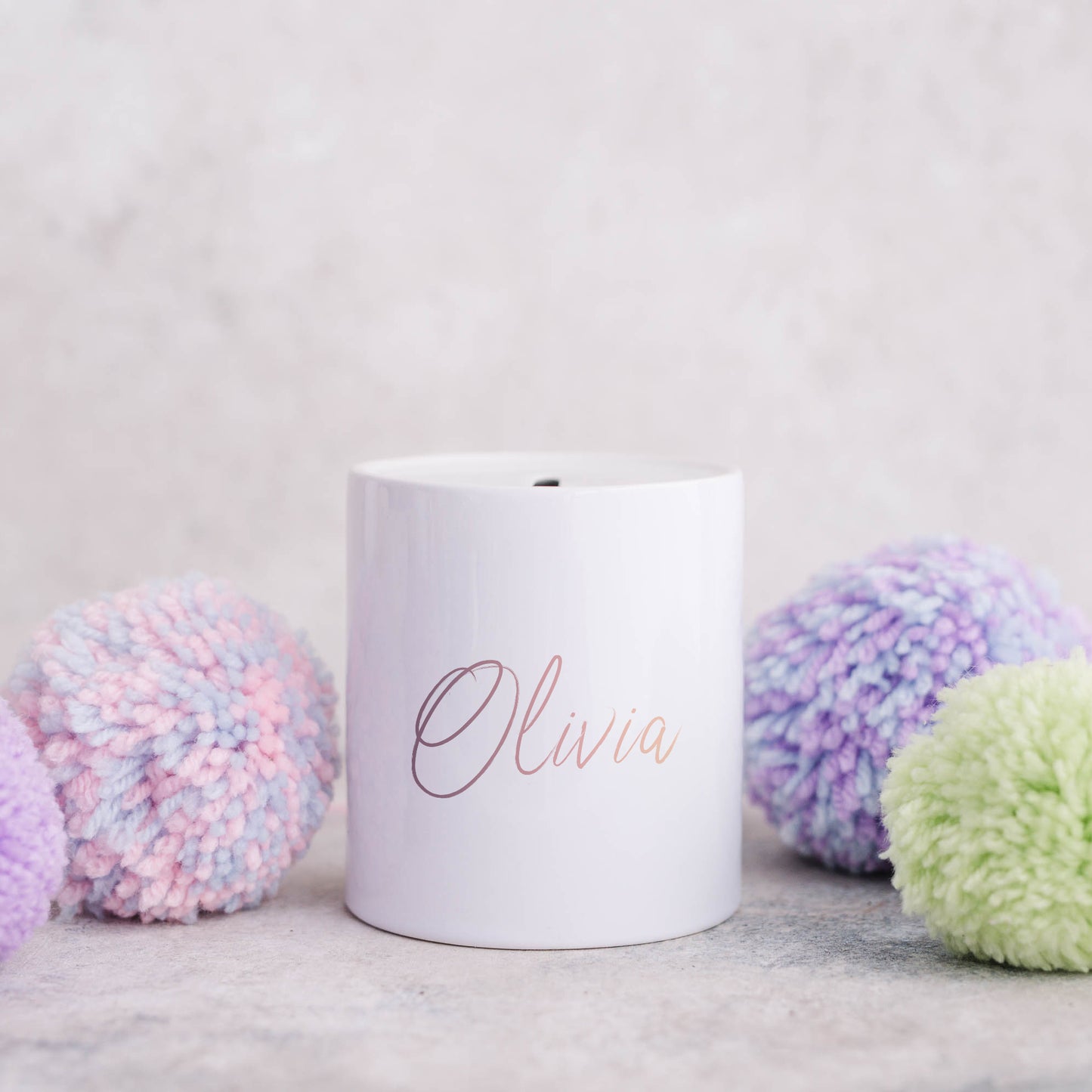 Rose ombre personalised name | Ceramic money box