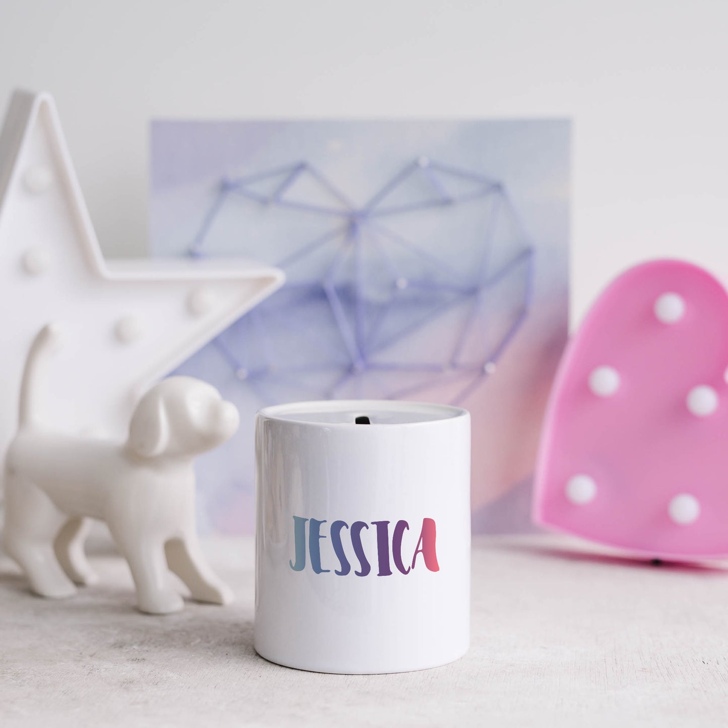 Pastel ombre personalised name | Ceramic money box