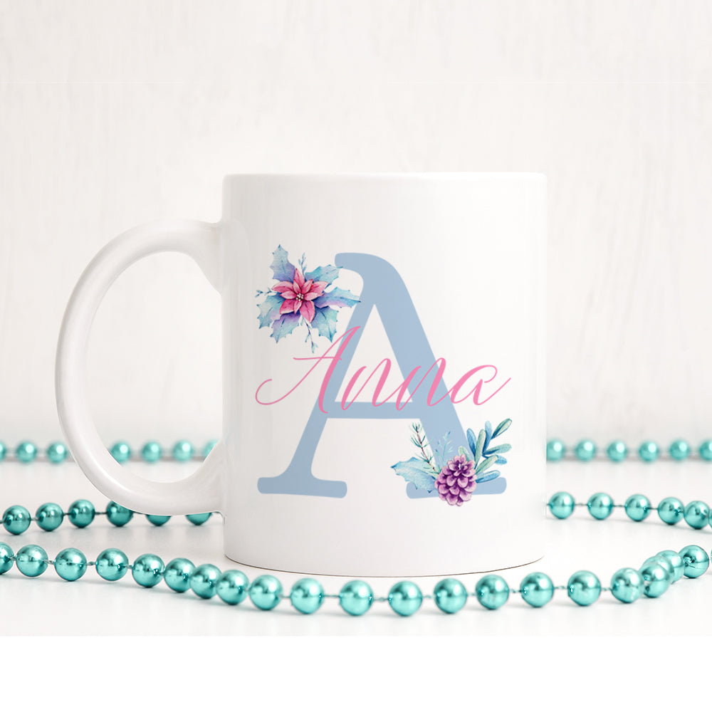 Personalised Florals Christmas Name | Ceramic mug