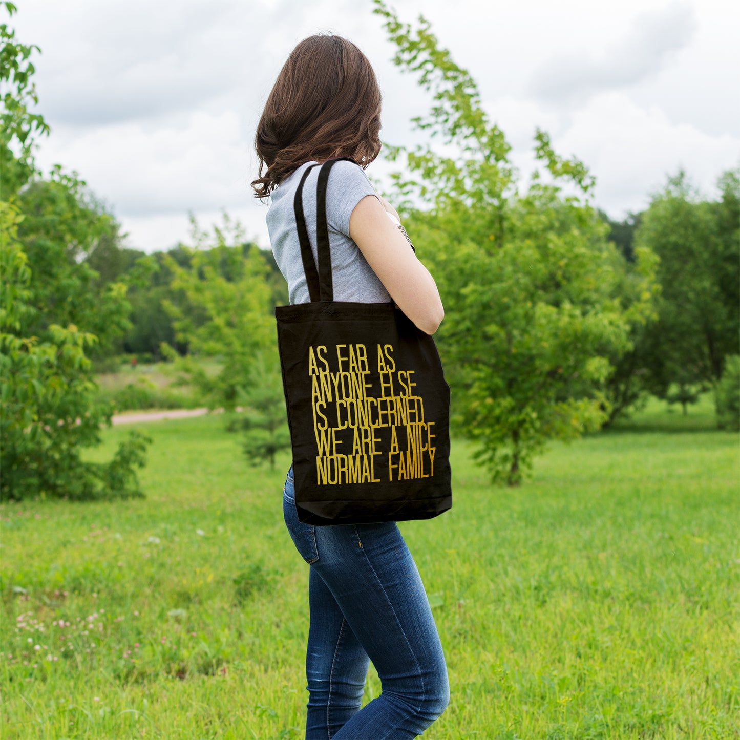 As far as anyone else is concerned we are a nice normal family | 100% Organic Cotton tote bag-Tote bags-Adnil Creations