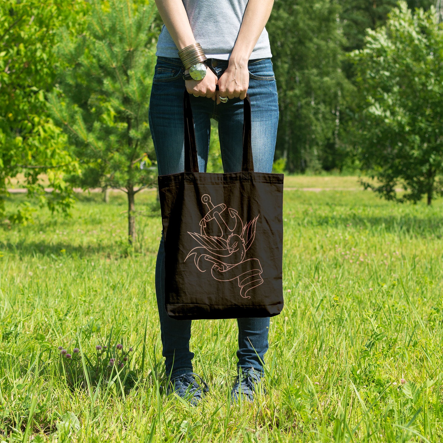 Anchor and swallow | 100% Organic Cotton tote bag-Tote bags-Adnil Creations
