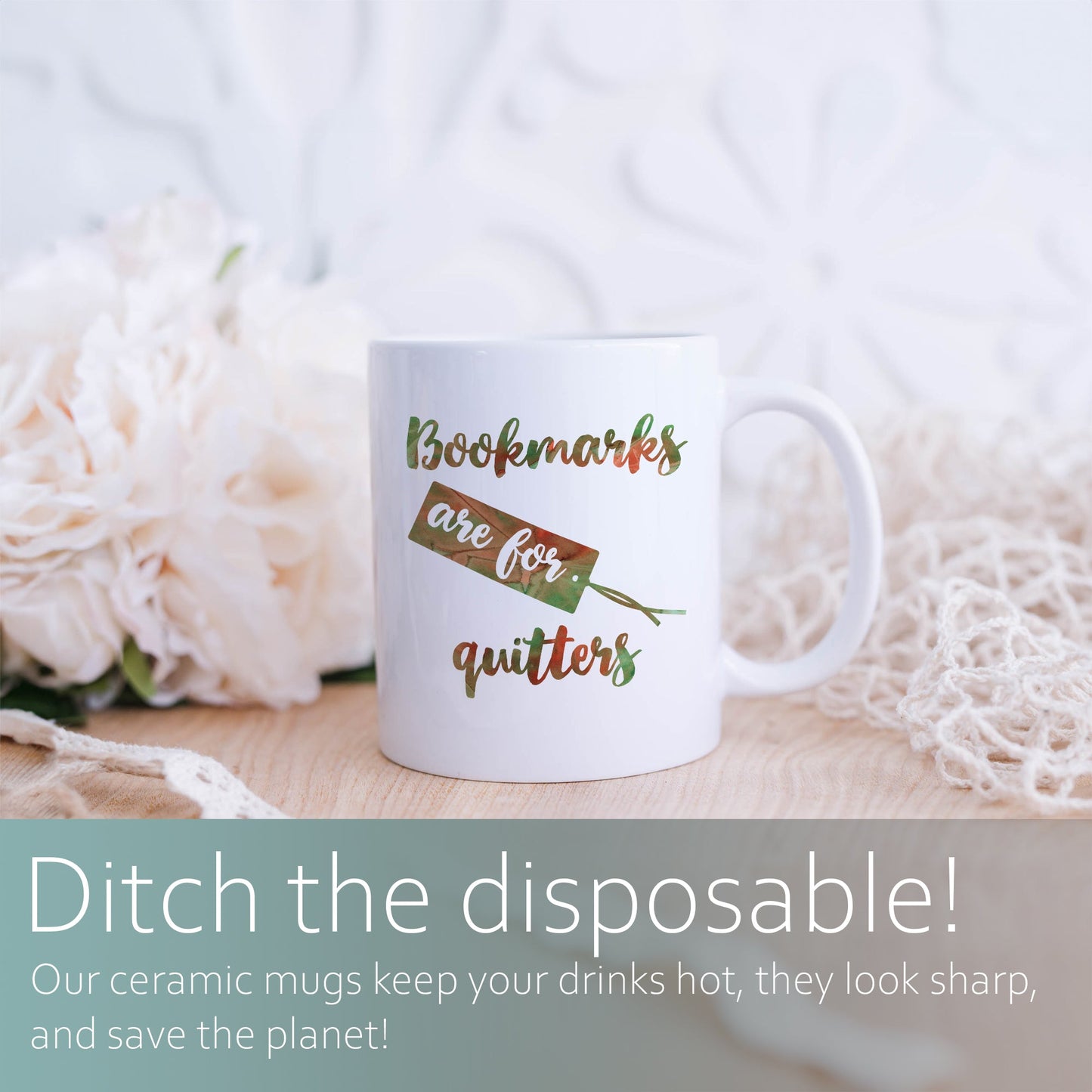 Bookmarks are for quitters | Ceramic mug-Ceramic mug-Adnil Creations