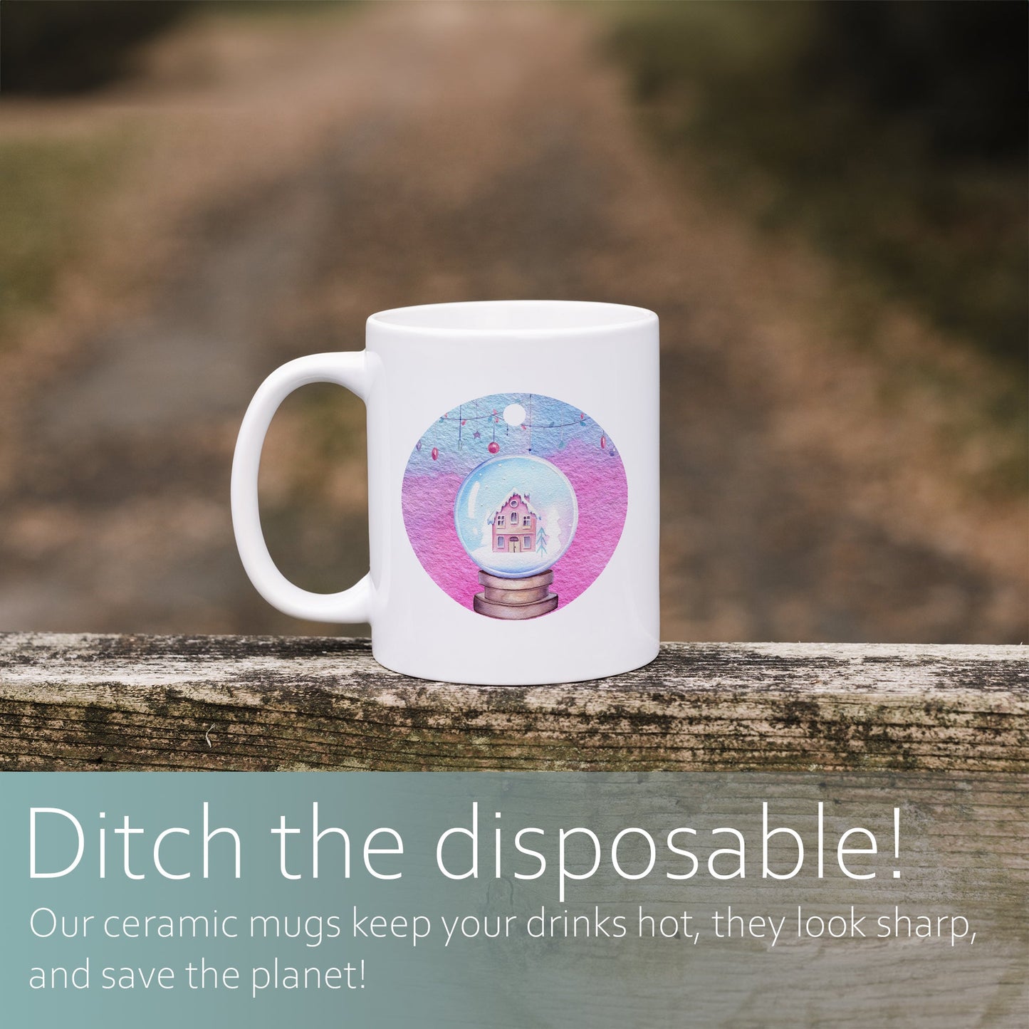 Christmas snow globe | Ceramic mug-Ceramic mug-Adnil Creations