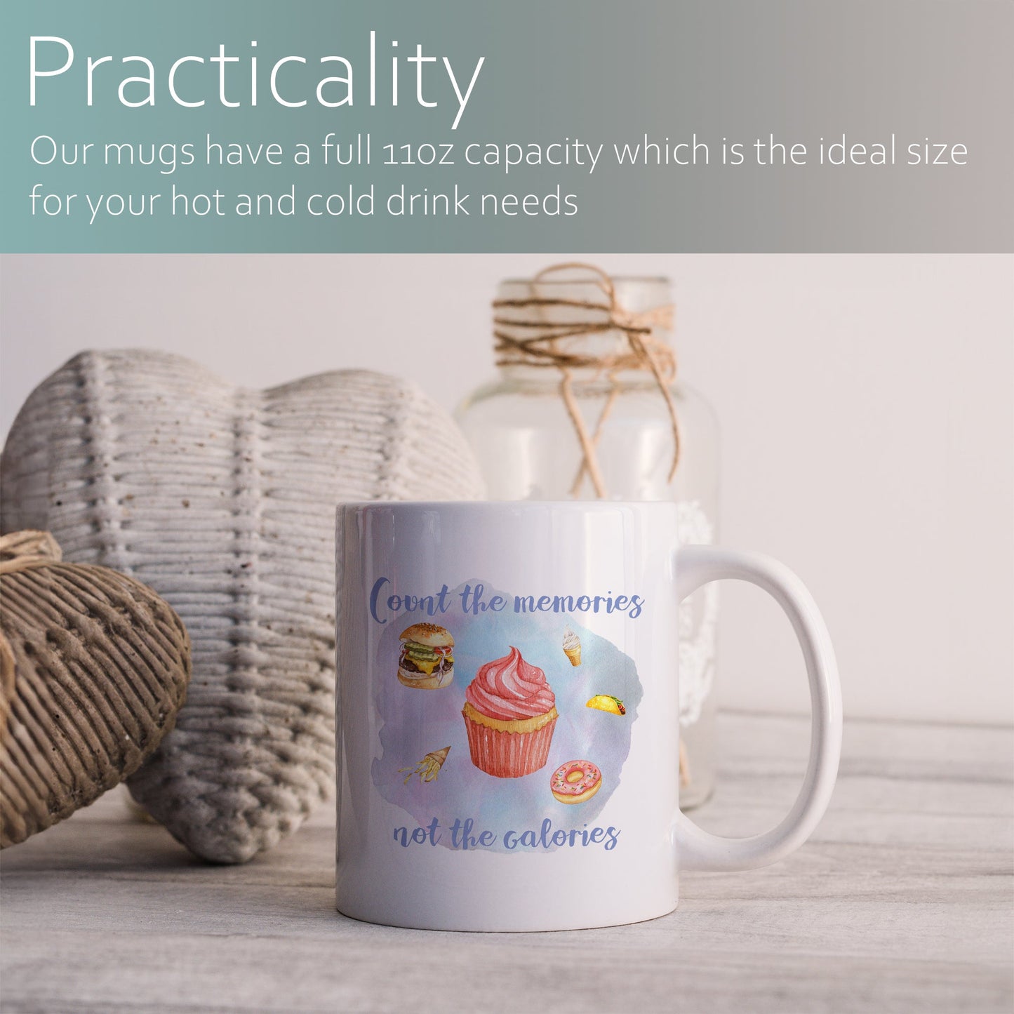 Count the memories not the calories | Ceramic mug-Ceramic mug-Adnil Creations