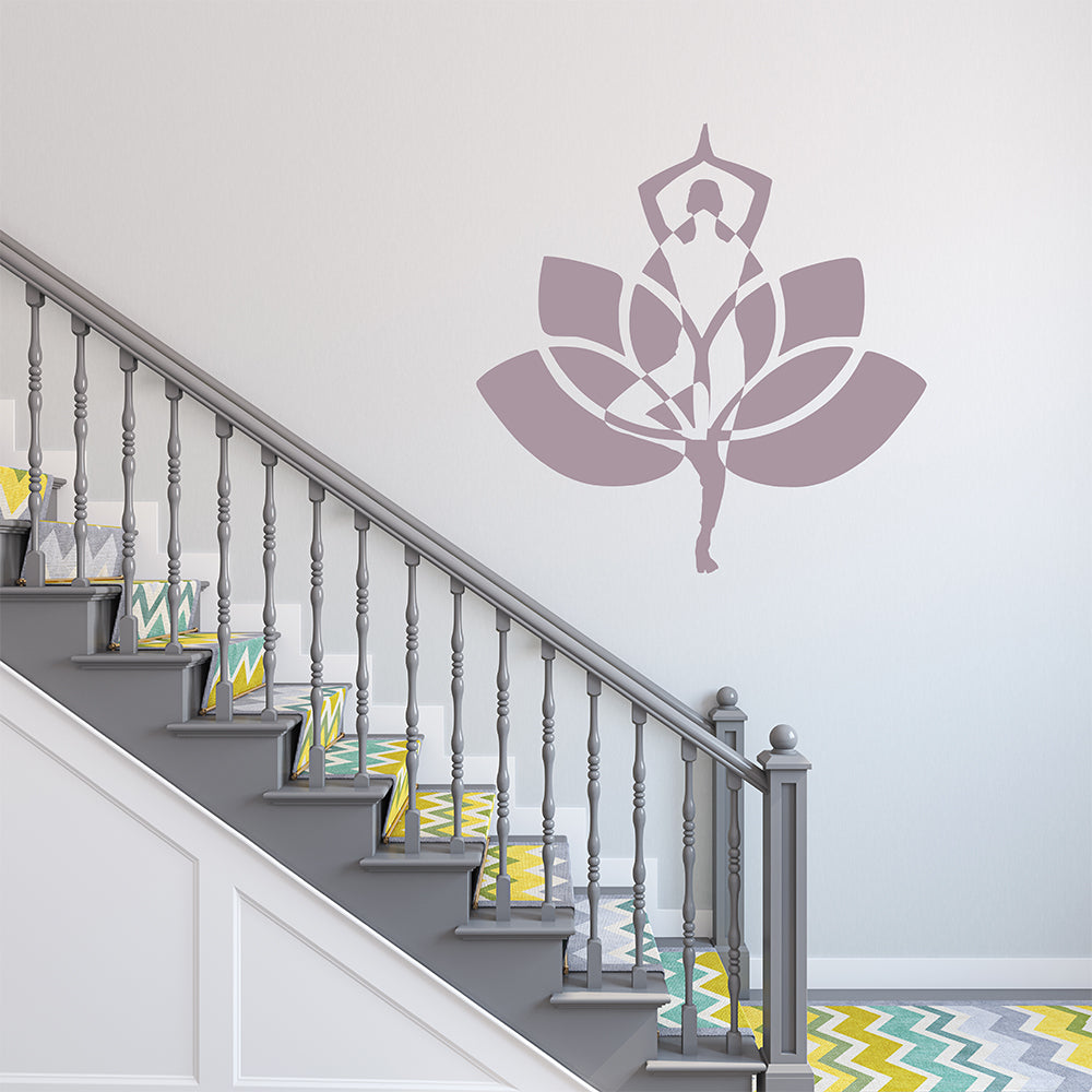 Yoga pose with lotus | Wall decal-Wall art-Adnil Creations