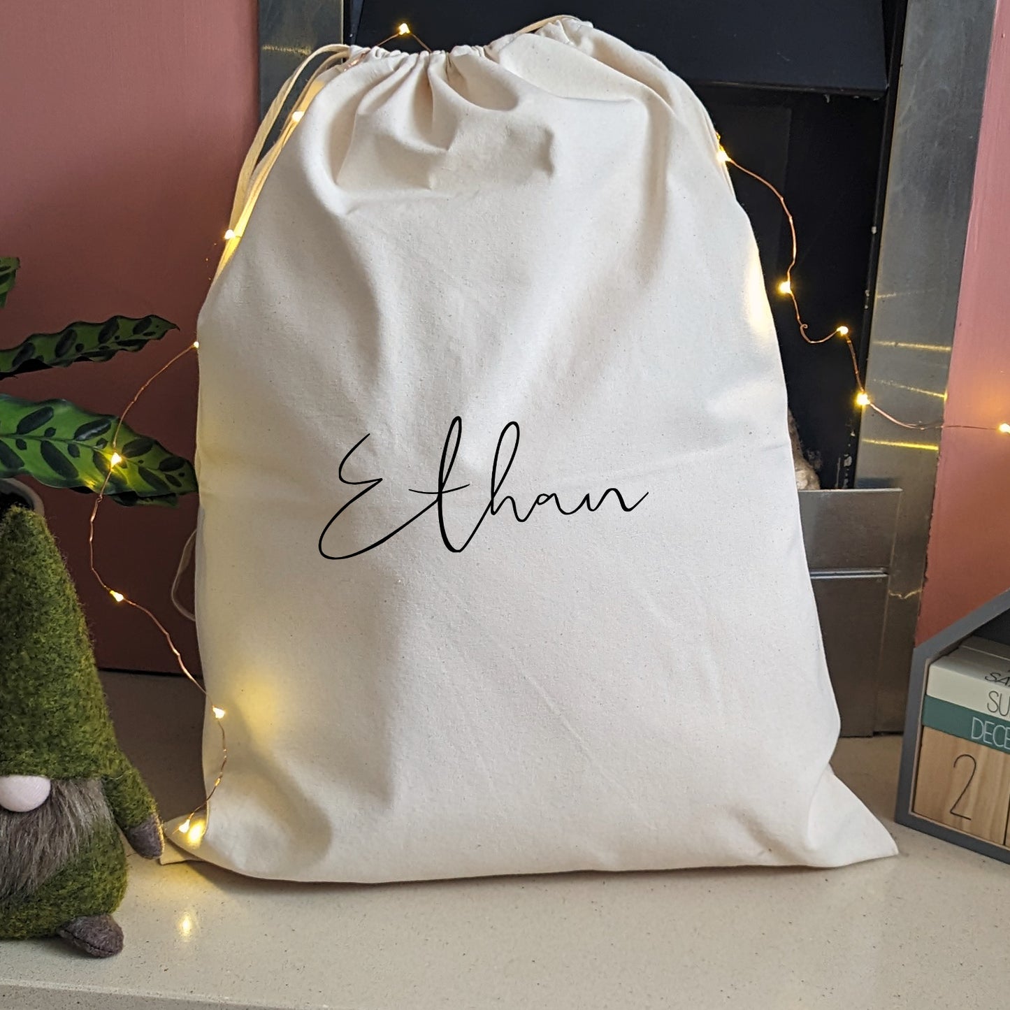 Custom Drawstring Bag with any Name | Christmas Sack