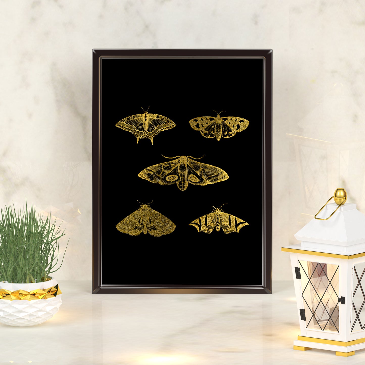 Gothic Moths | A4 Foil Art Print