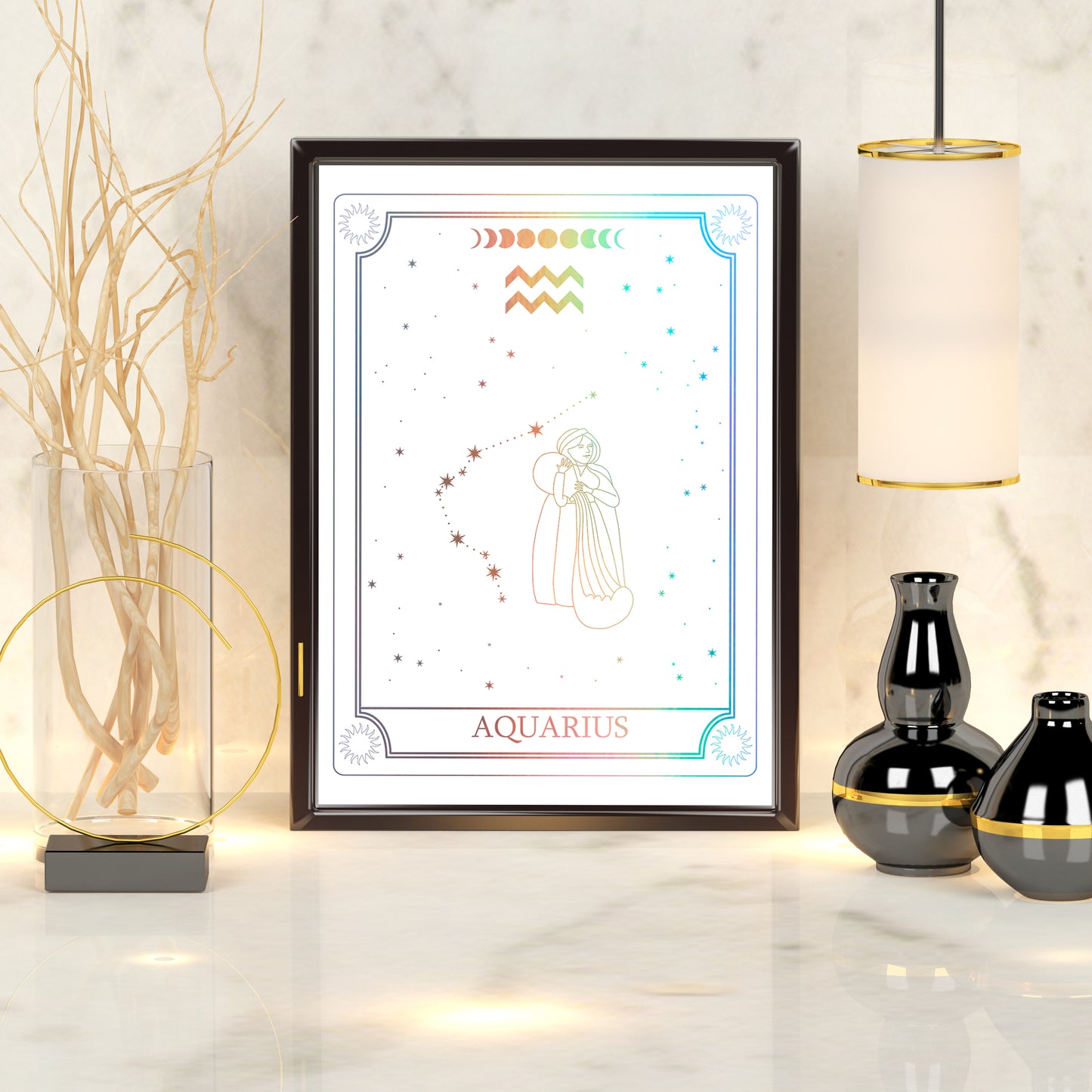Aquarius Zodiac Constellation | A4 Foil Art Print