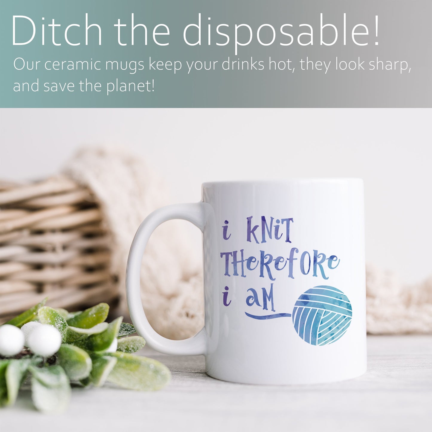I knit therefore I am | Ceramic mug-Ceramic mug-Adnil Creations