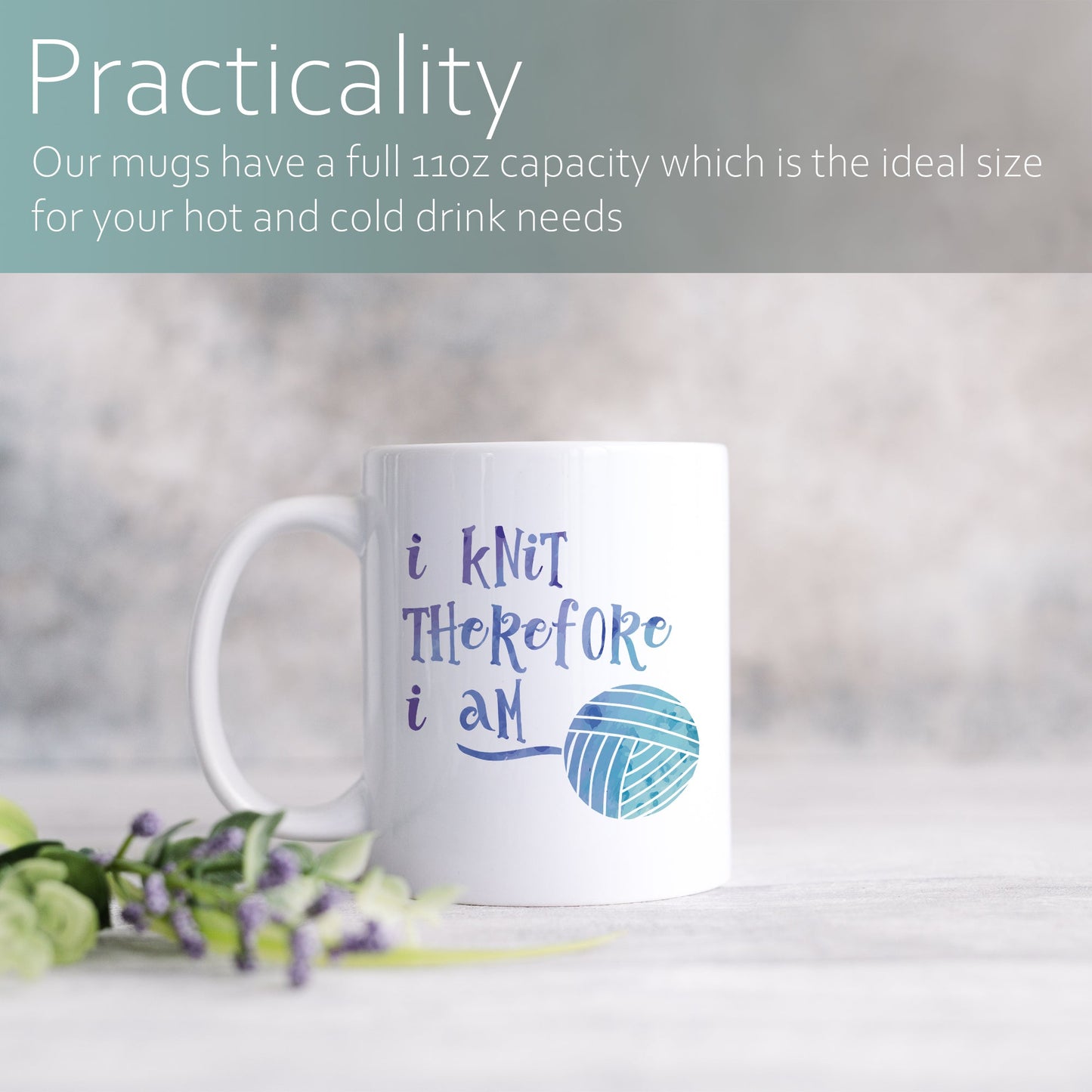 I knit therefore I am | Ceramic mug-Ceramic mug-Adnil Creations