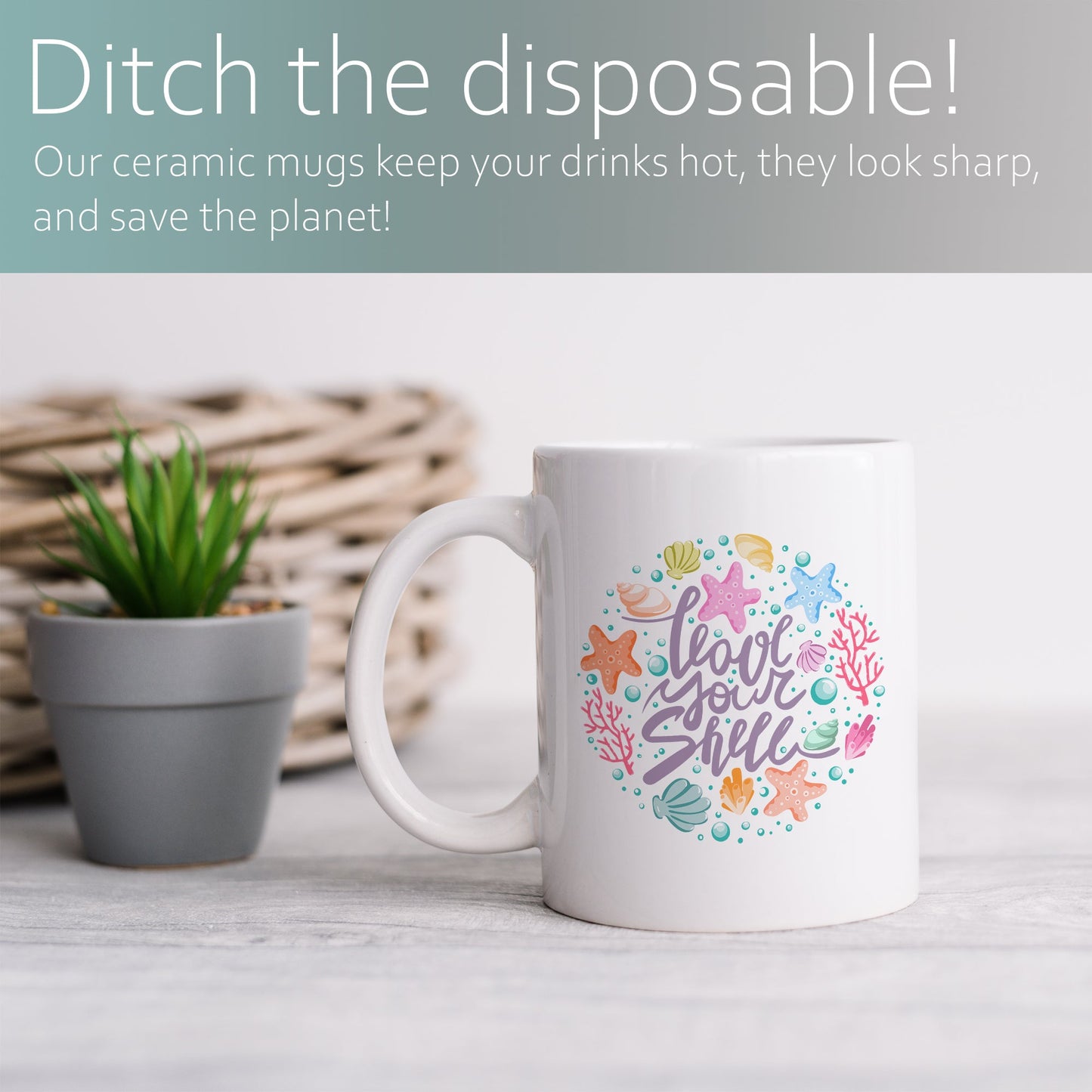Love your shell | Ceramic mug-Ceramic mug-Adnil Creations