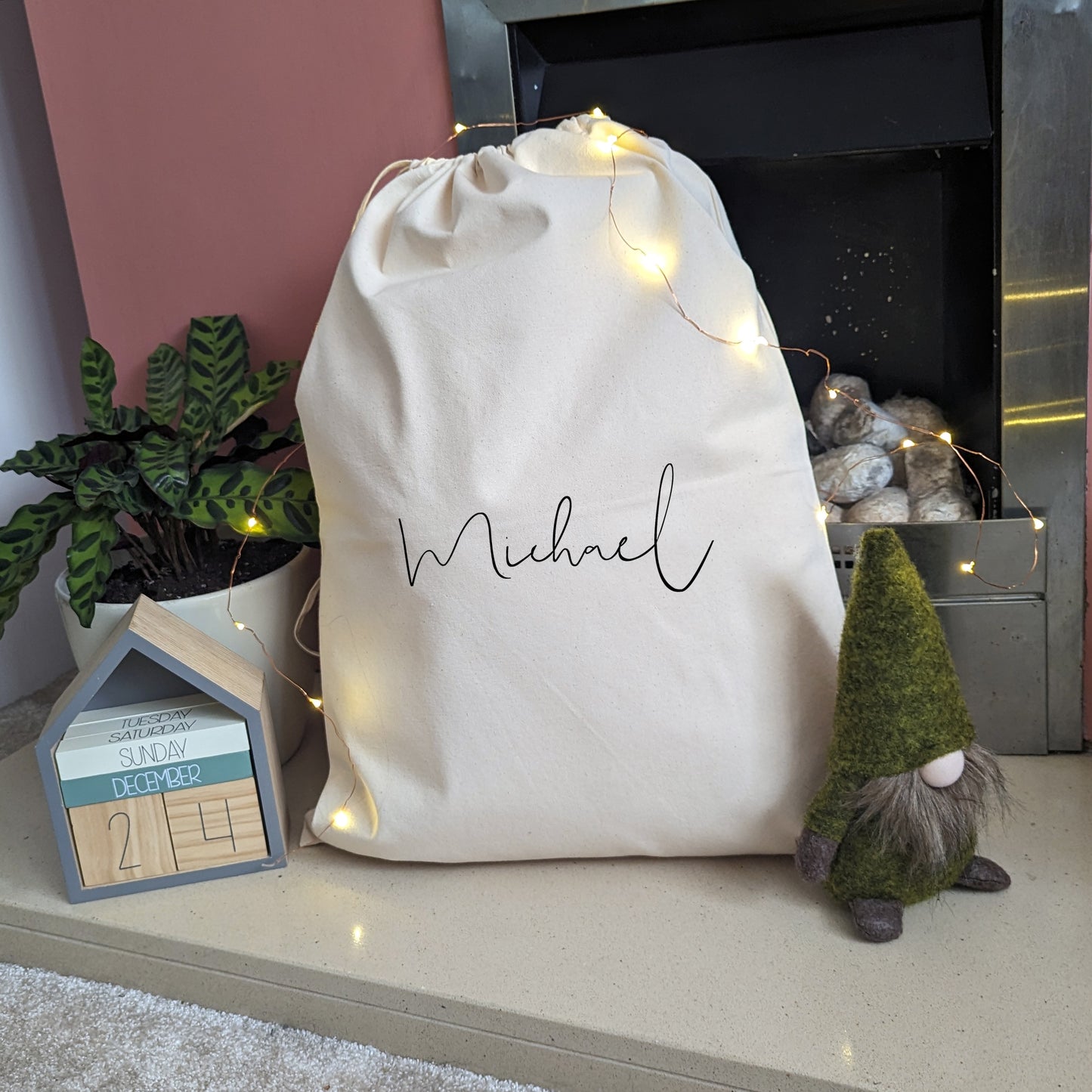 Custom Drawstring Bag with any Name | Christmas Sack-Cotton sack-Adnil Creations