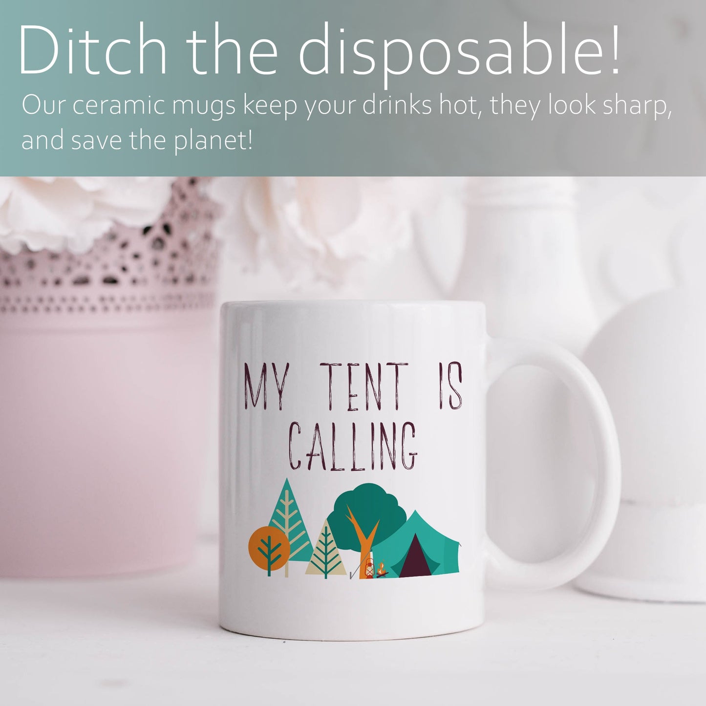 My tent is calling | Ceramic mug-Ceramic mug-Adnil Creations