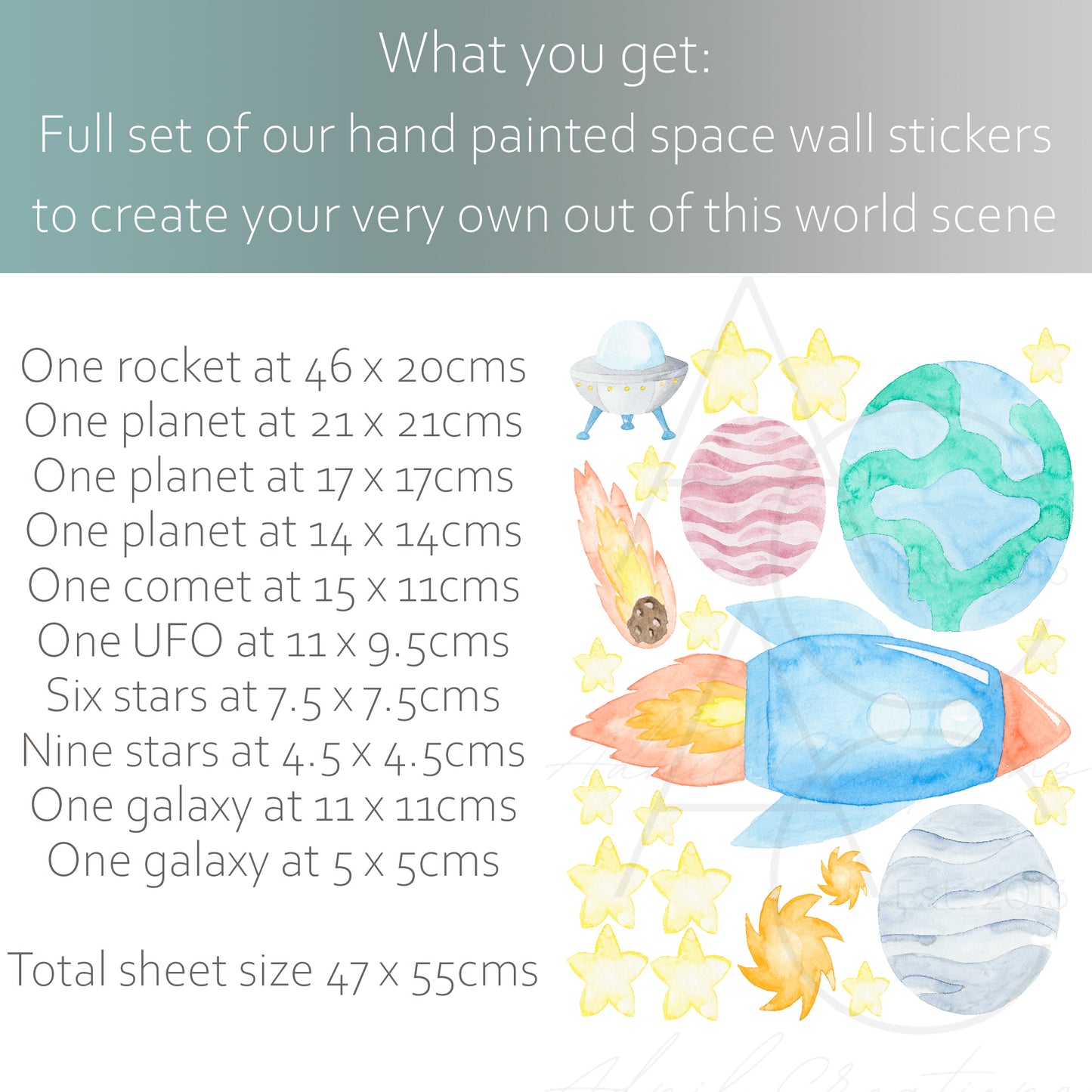 Watercolour space set | Fabric wall stickers