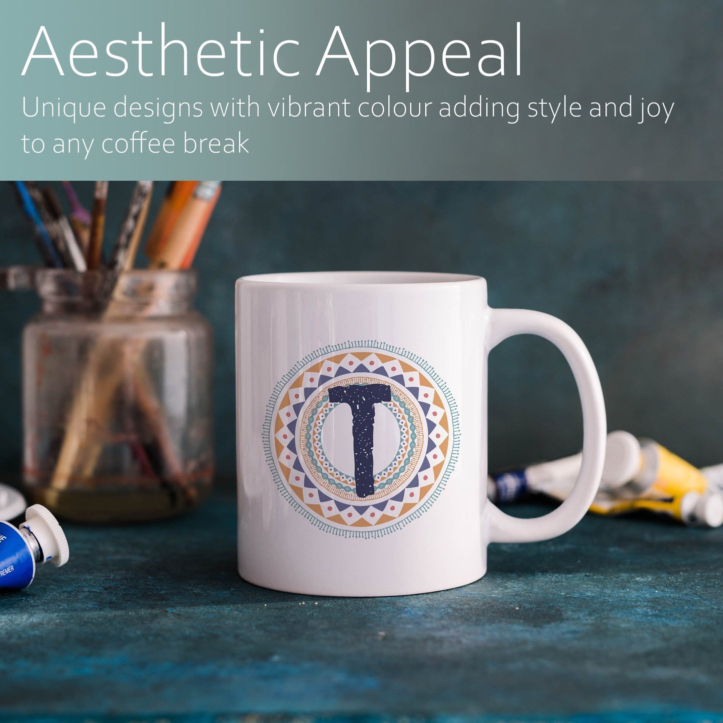 Tribal style personalised initial | Ceramic mug-Ceramic mug-Adnil Creations