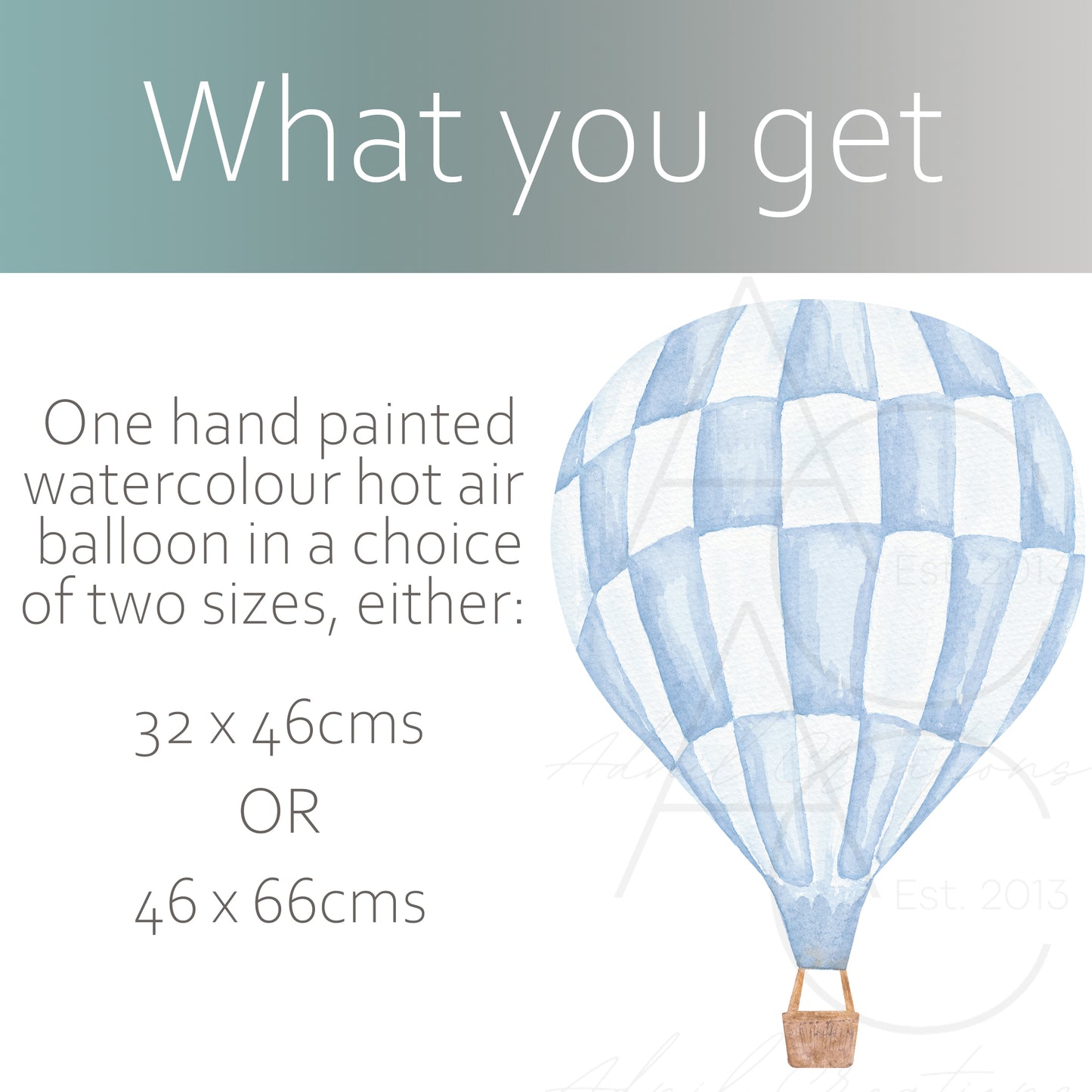 Watercolour hot air balloon chequer | Fabric wall stickers-Fabric wall stickers-Adnil Creations
