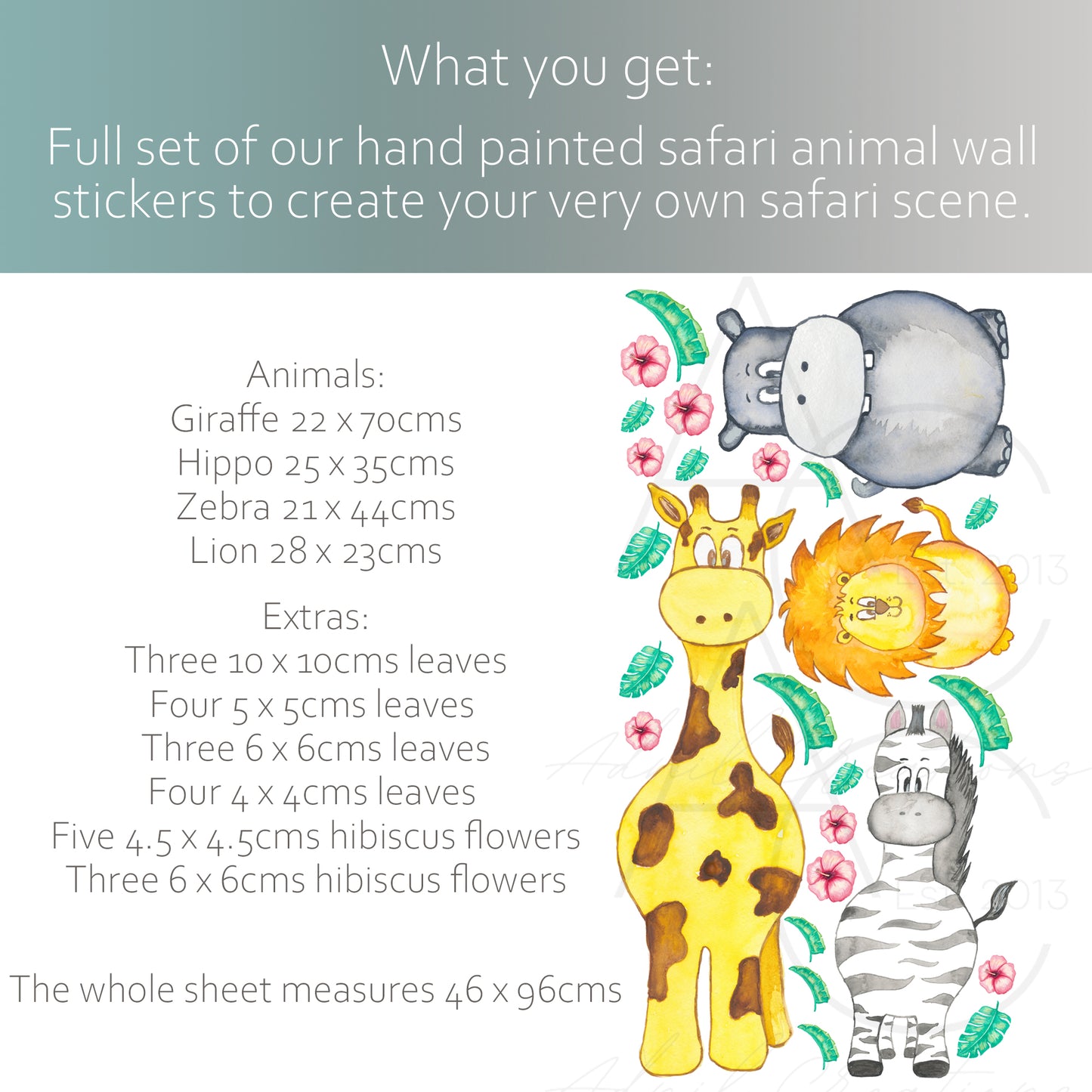 Watercolour safari animals | Fabric wall stickers
