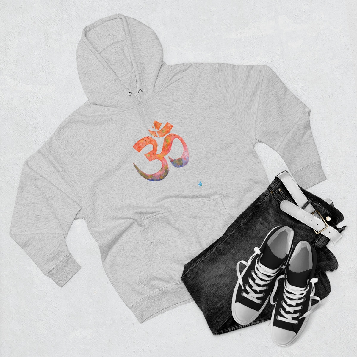Watercolour Om Yoga Hoodie | Unisex Premium Pullover Hoodie-Hoodie-Adnil Creations