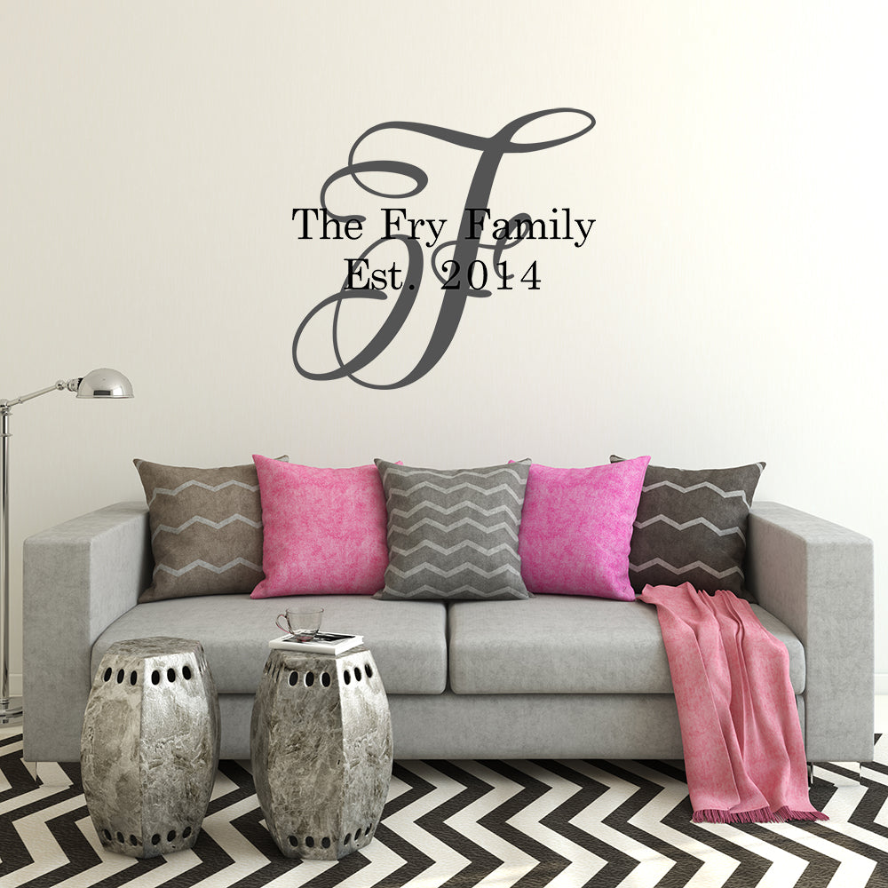 Family name Est. | Monogram decal - Adnil Creations