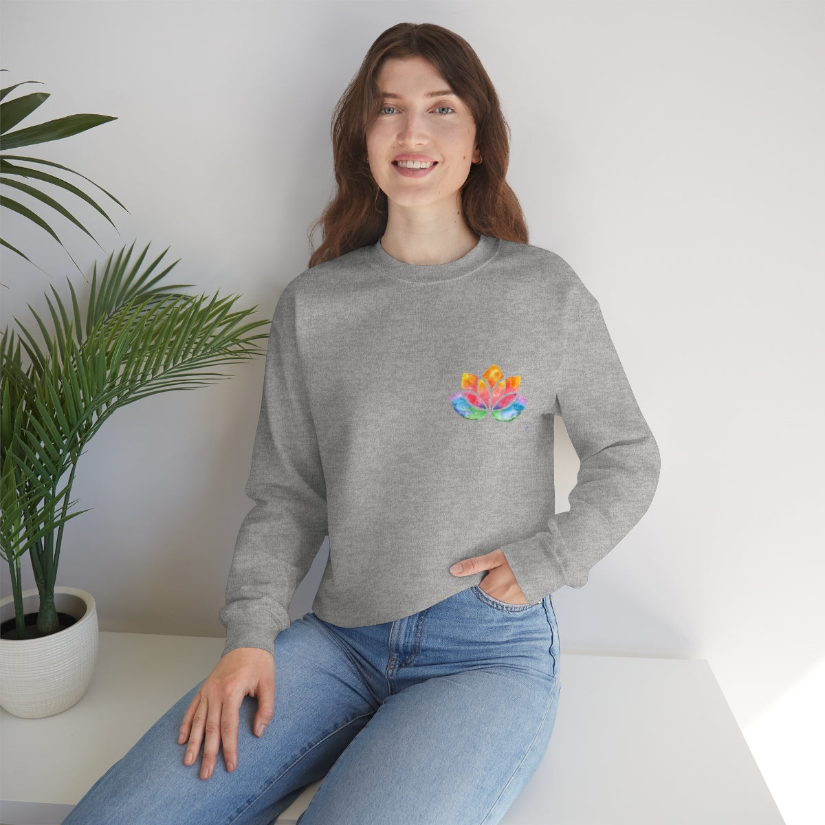 Watercolour Lotus | Yoga Sweater | Unisex Heavy Blend™ Crewneck Sweatshirt