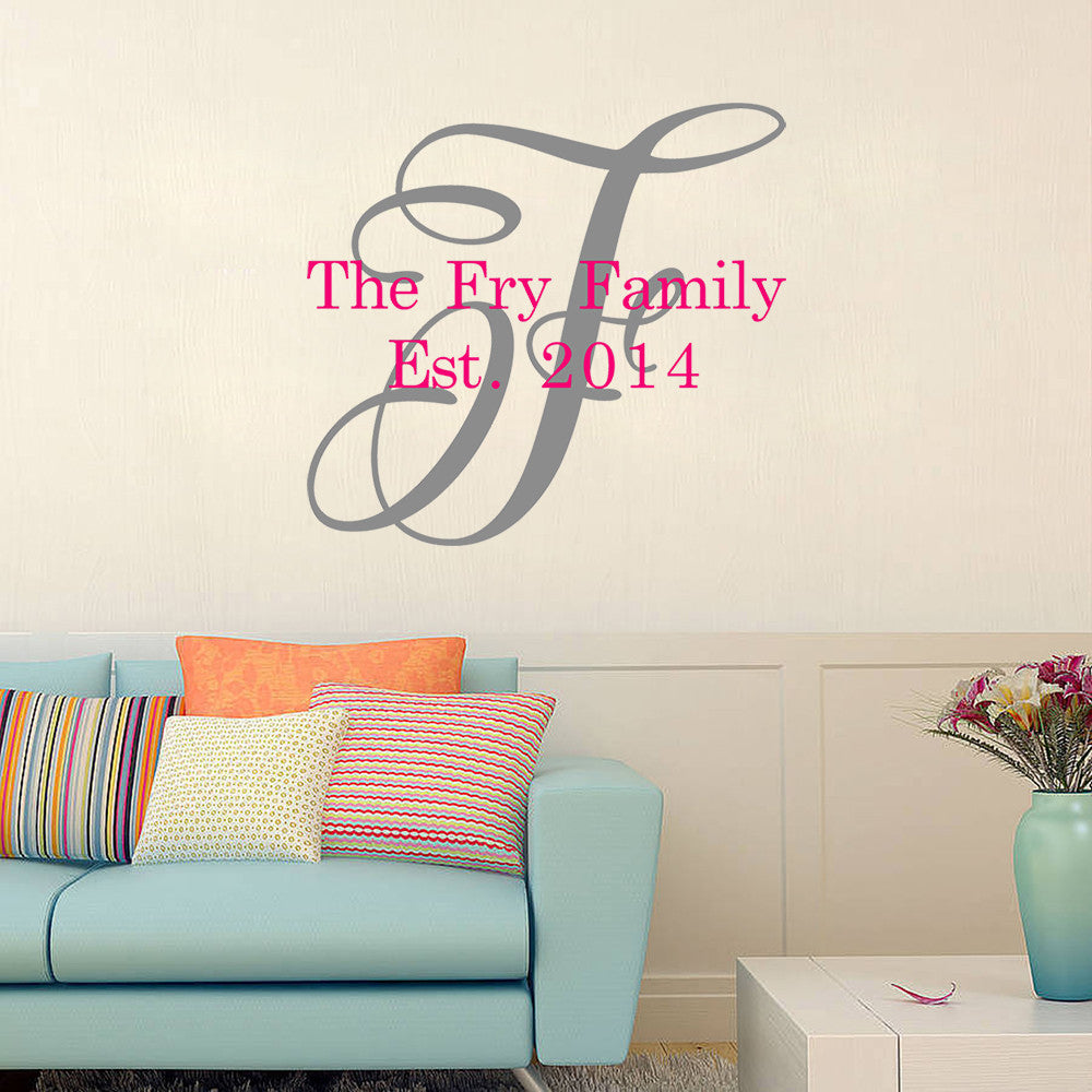 Family name Est. | Monogram decal - Adnil Creations