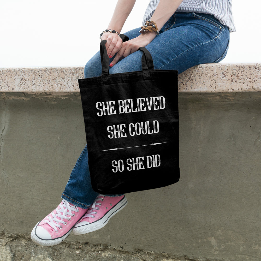She believed she could so she did | 100% Cotton tote bag - Adnil Creations