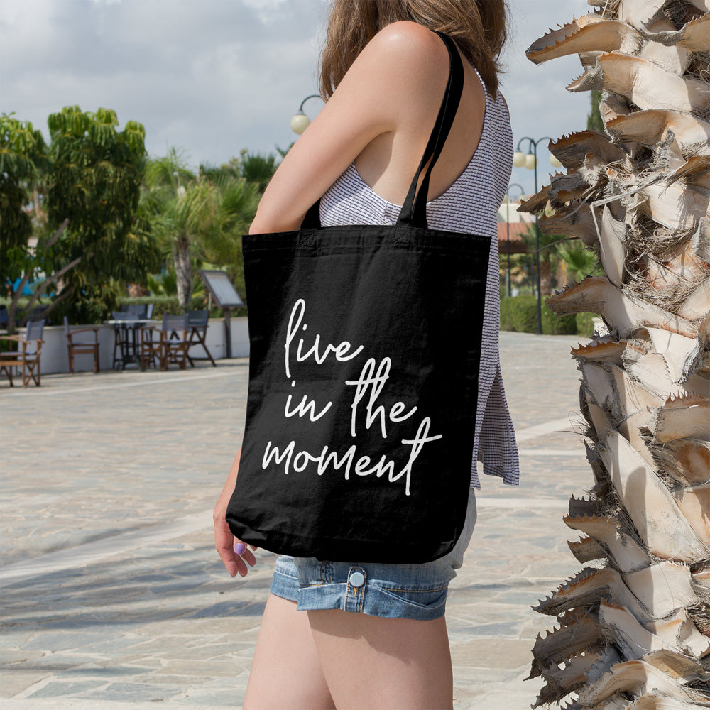 Live in the moment | 100% Cotton tote bag - Adnil Creations