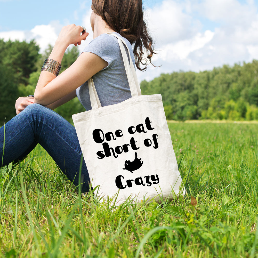 One cat short of crazy | 100% Cotton tote bag - Adnil Creations
