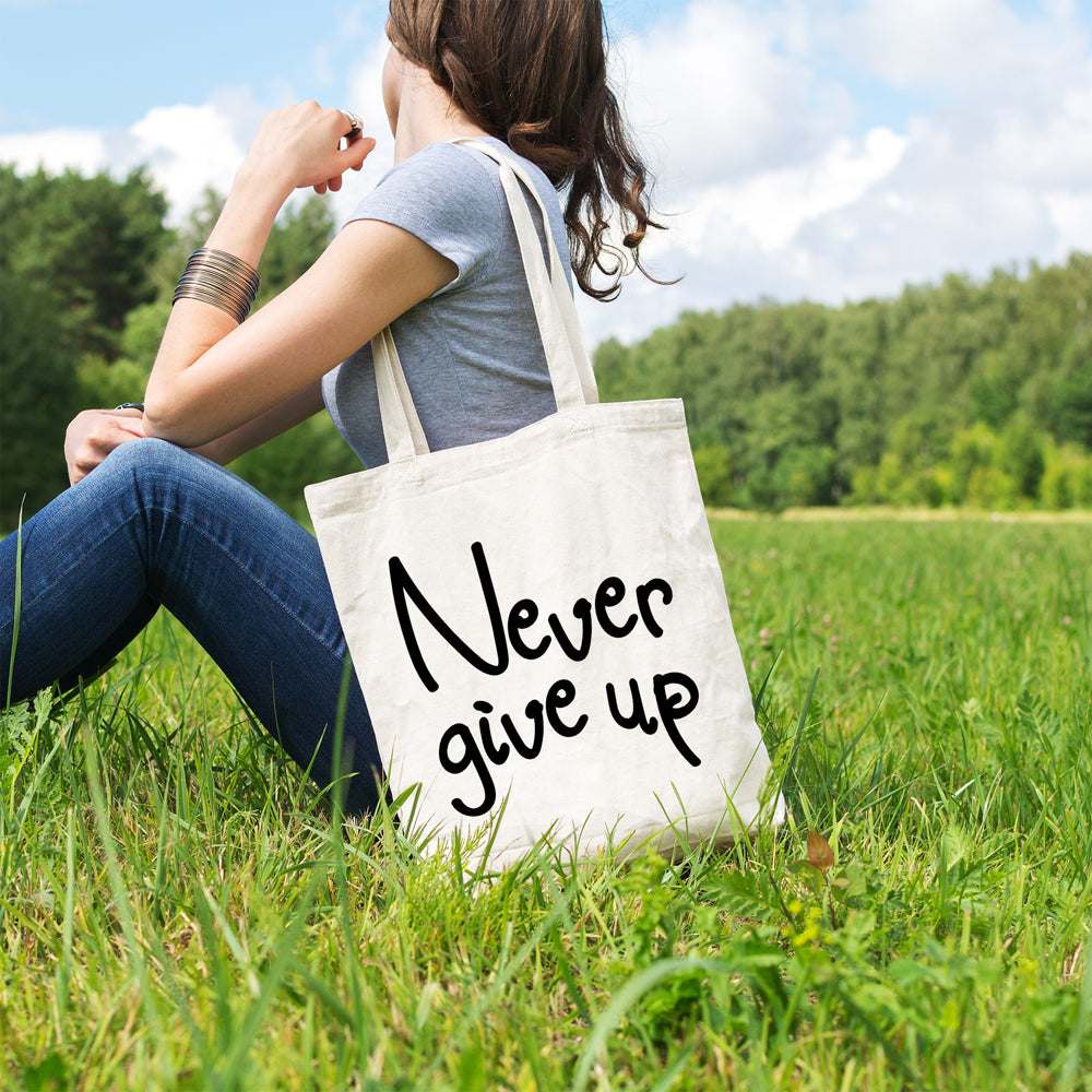 Never give up | 100% Cotton tote bag - Adnil Creations