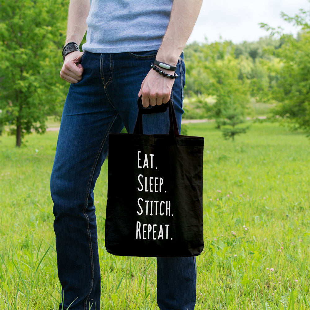 Eat, sleep, stitch, repeat | 100% Cotton tote bag - Adnil Creations