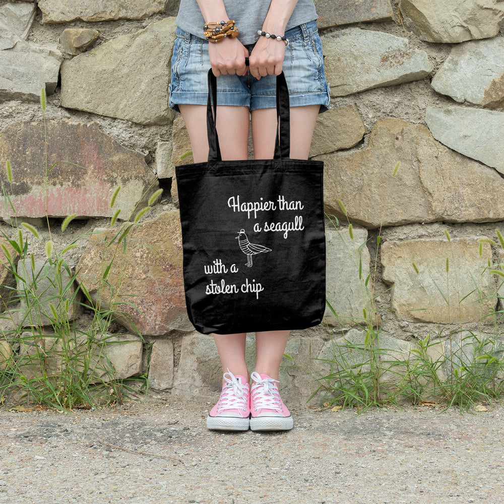 Happier than a seagull with a stolen chip | 100% Cotton tote bag - Adnil Creations