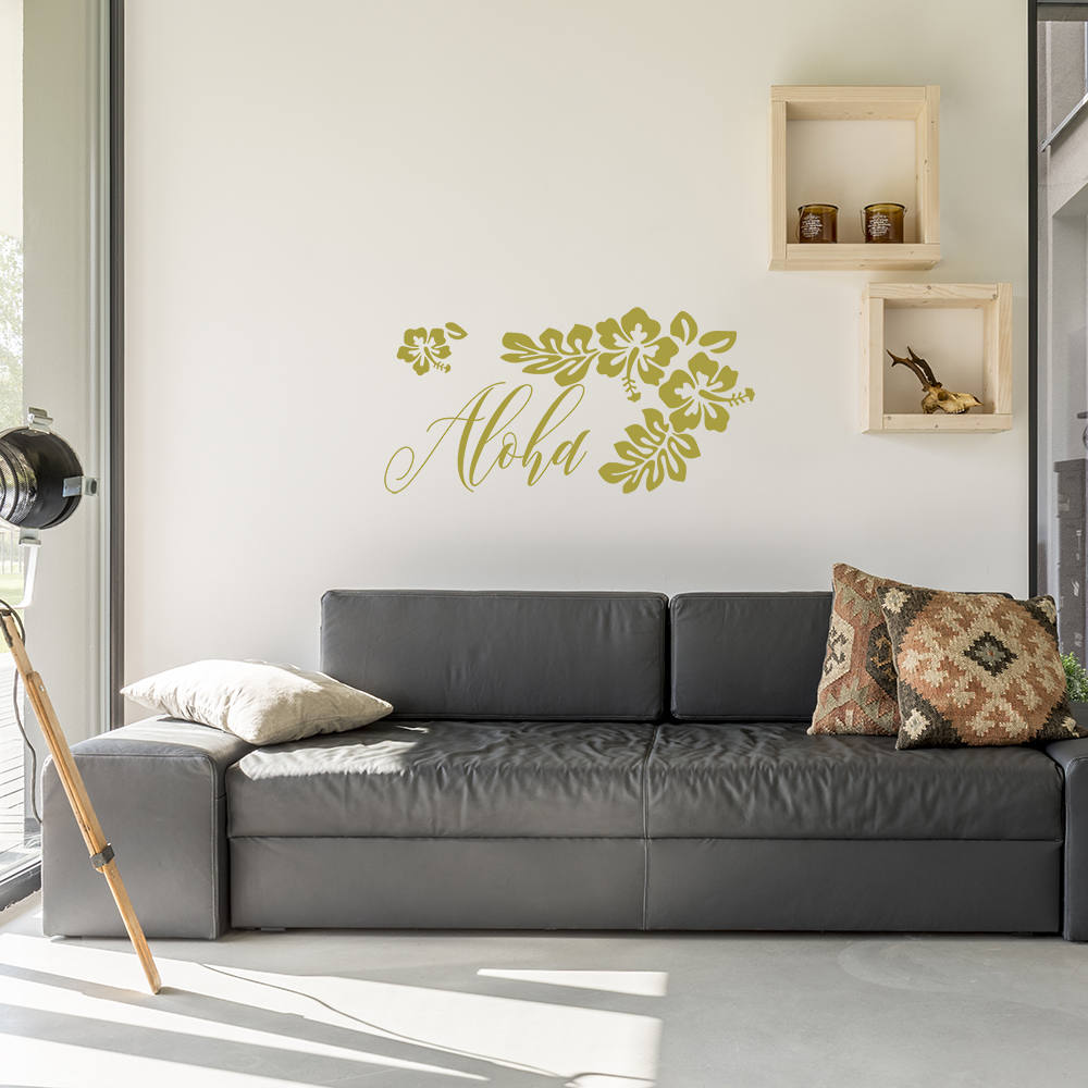 Aloha with hibiscus | Wall quote - Adnil Creations