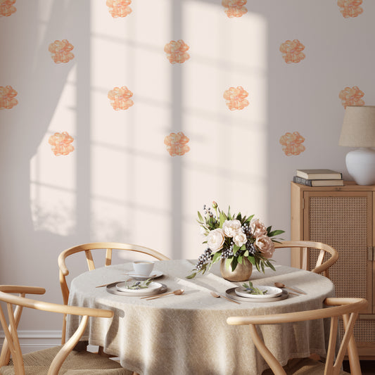 Peach watercolour flowers | Fabric wall stickers