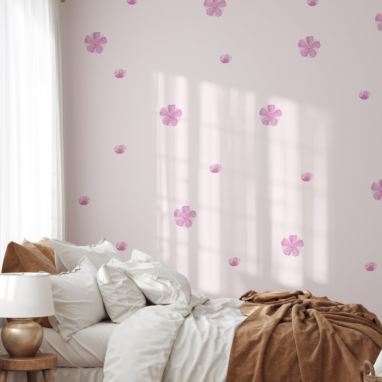 Watercolour pink flowers | Fabric wall stickers