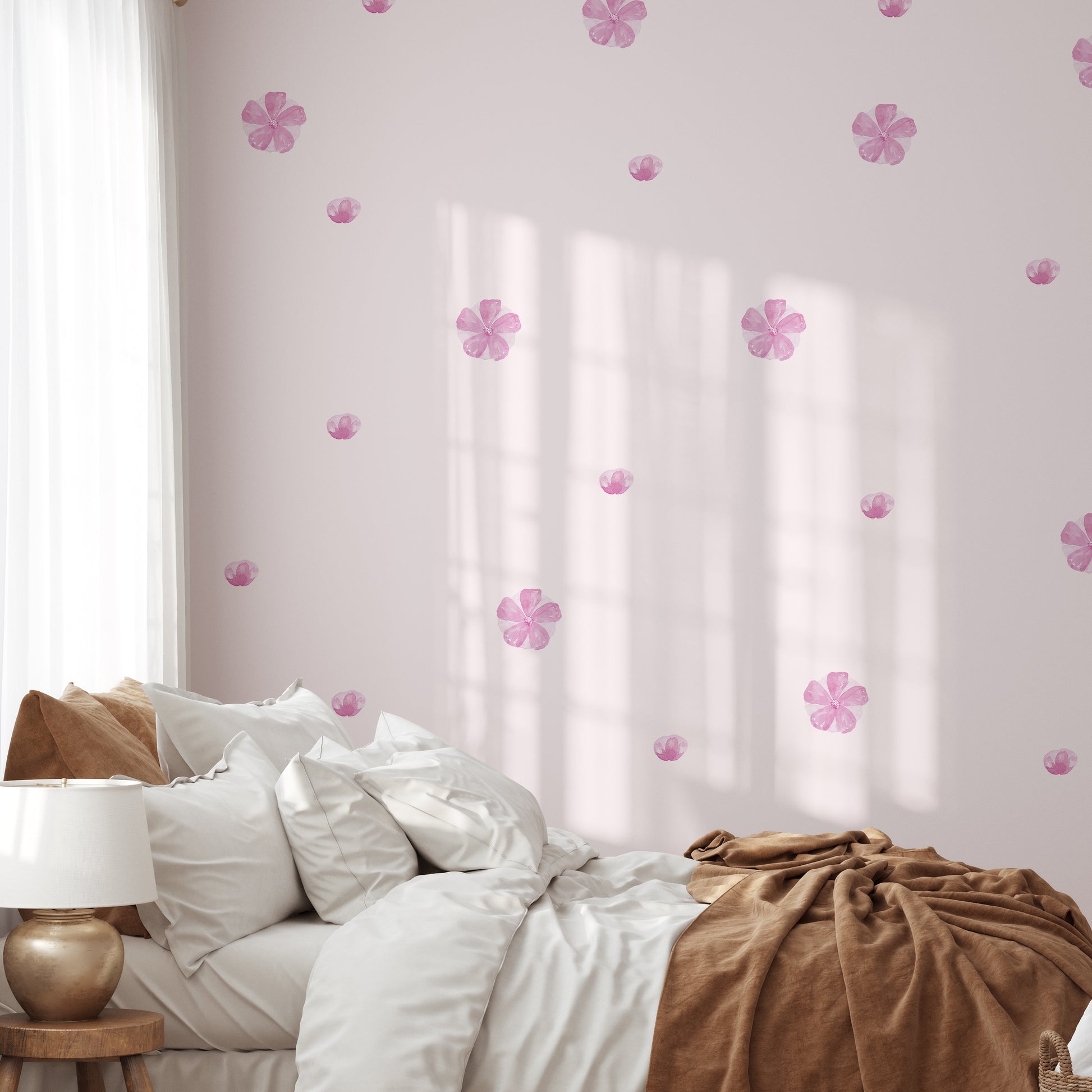 Watercolour pink flowers | Fabric wall stickers-Fabric wall stickers-Adnil Creations