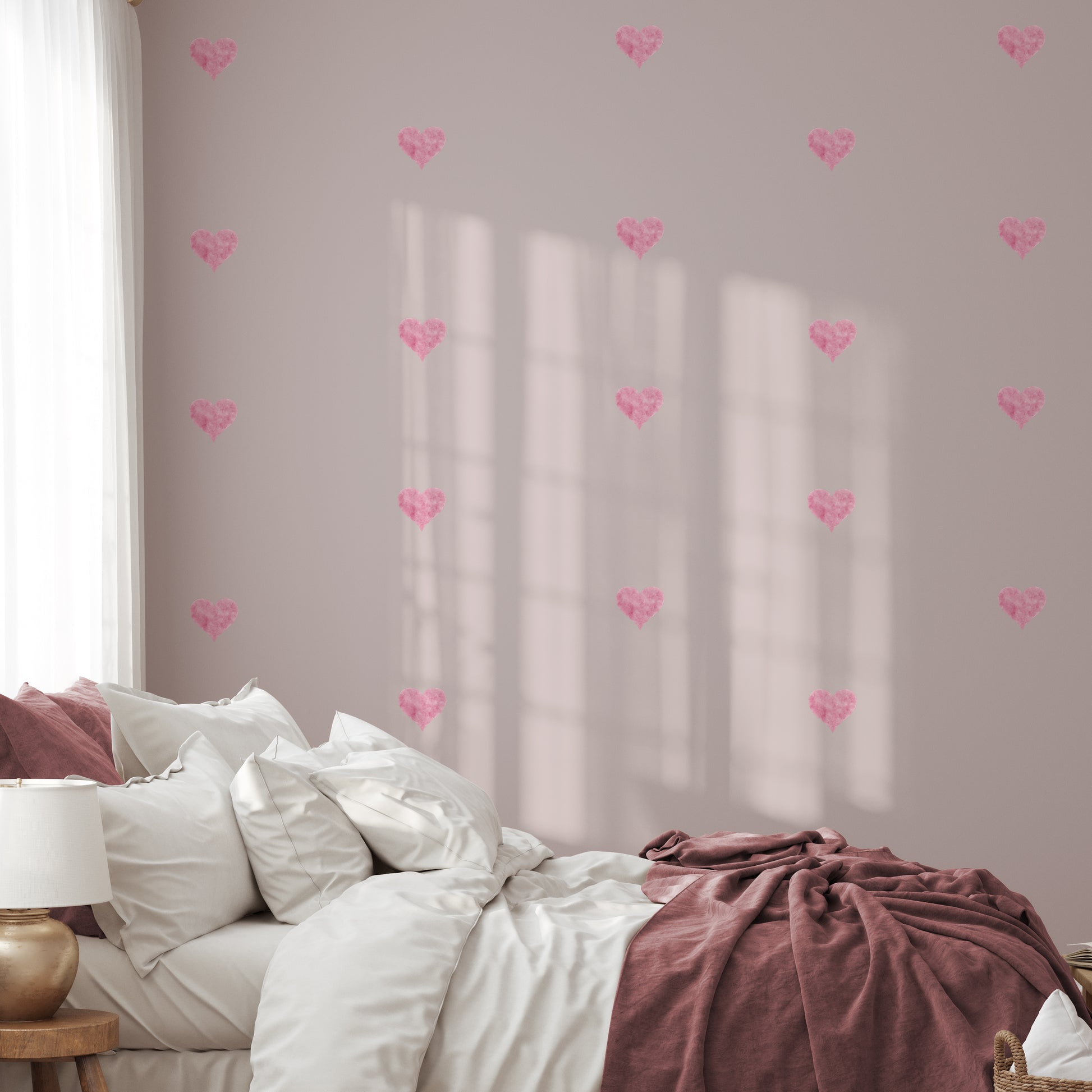 Watercolour pink hearts | Fabric wall stickers-Fabric wall stickers-Adnil Creations