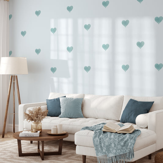 Watercolour blue hearts | Fabric wall stickers-Fabric wall stickers-Adnil Creations