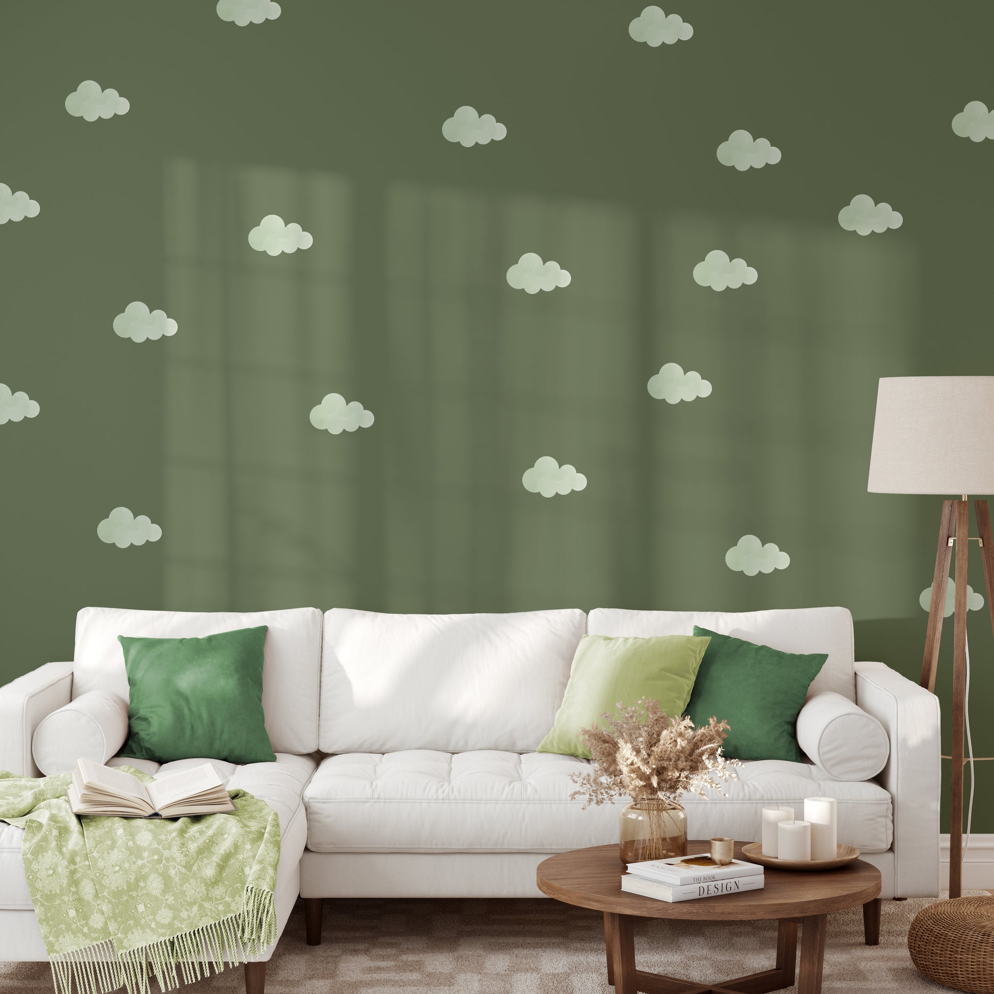Green clouds | Fabric wall stickers-Fabric wall stickers-Adnil Creations