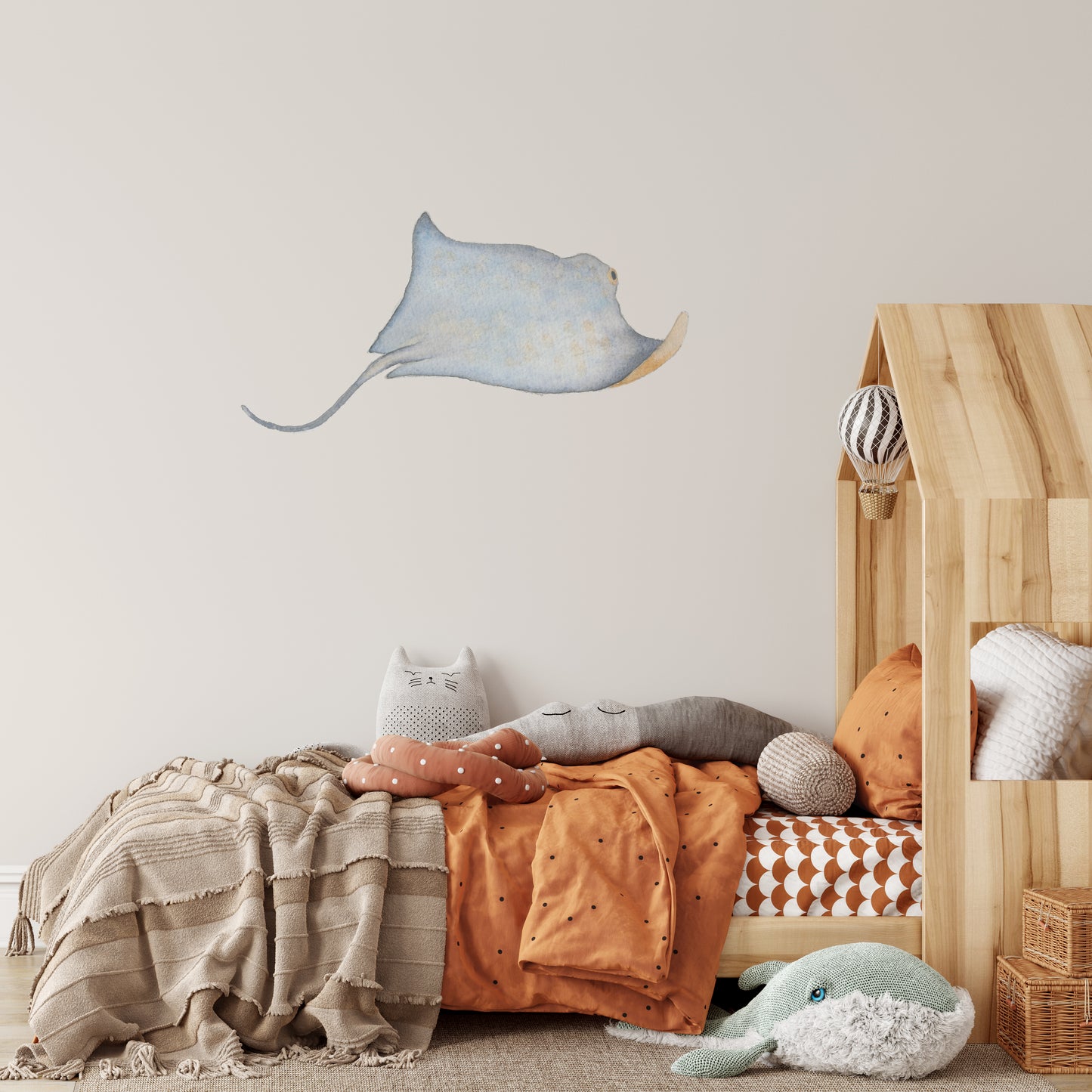 Watercolour manta ray | Fabric wall stickers