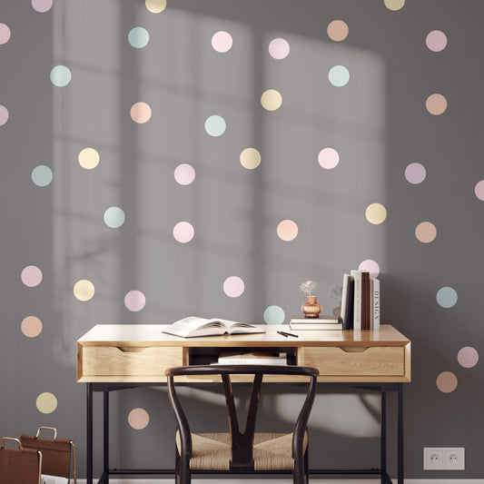 Pastel tone polka dots | Fabric wall stickers