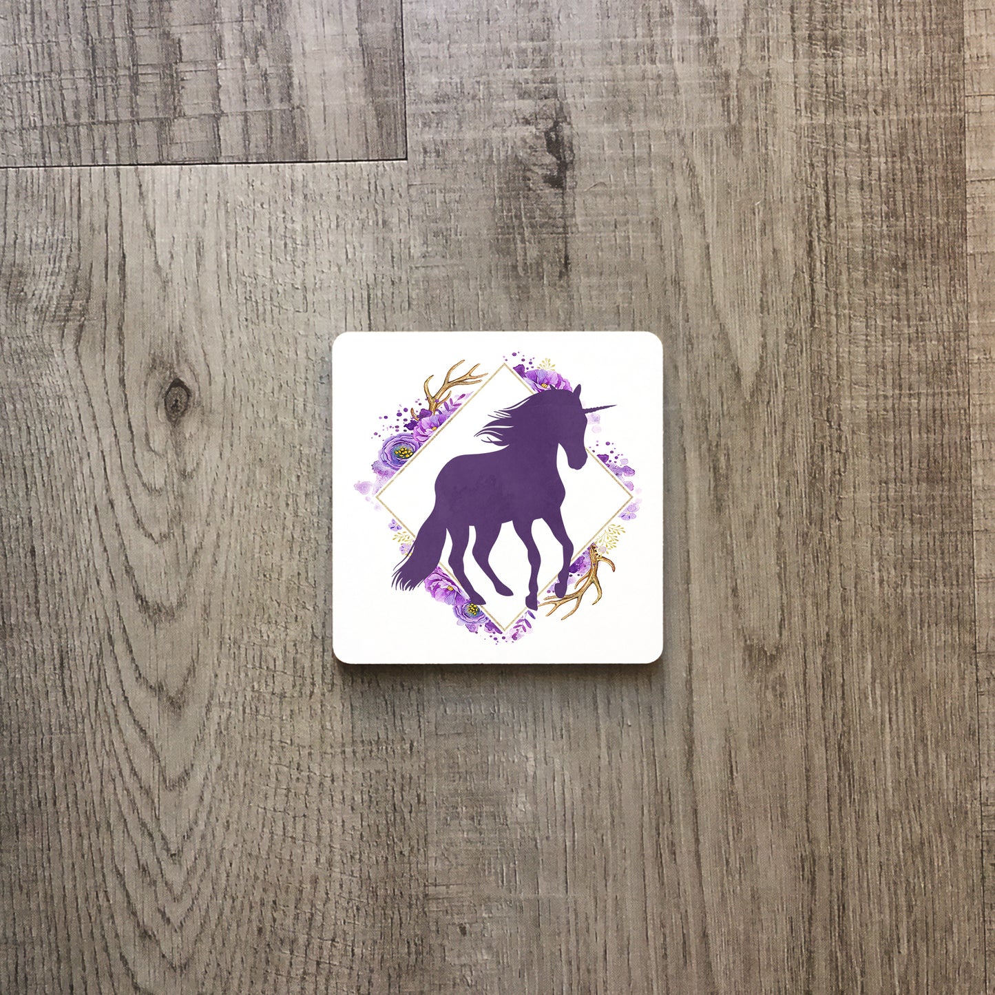 Unicorn and floral frame | Enamel mug-Enamel mug-Adnil Creations