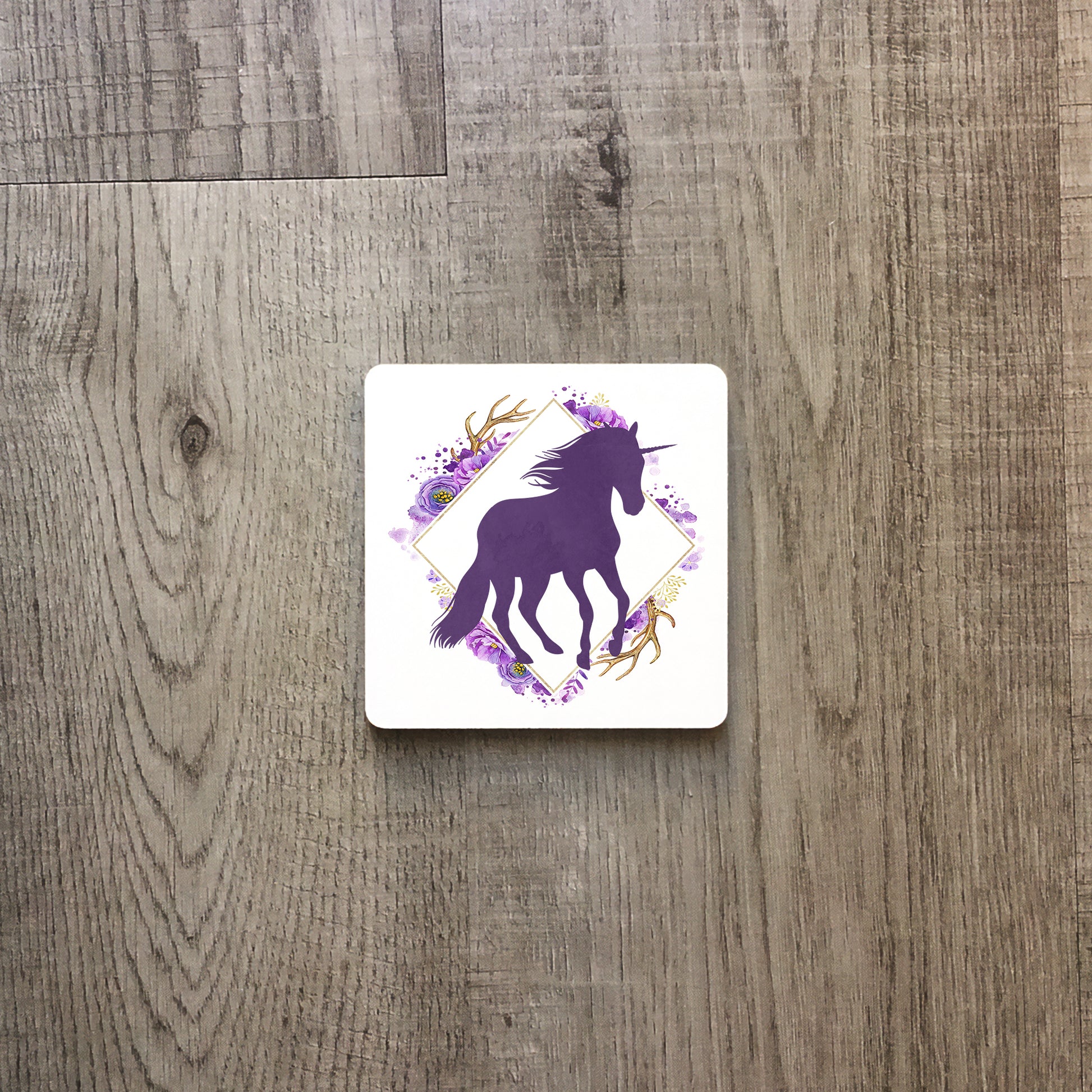Unicorn and floral frame | Enamel mug-Enamel mug-Adnil Creations