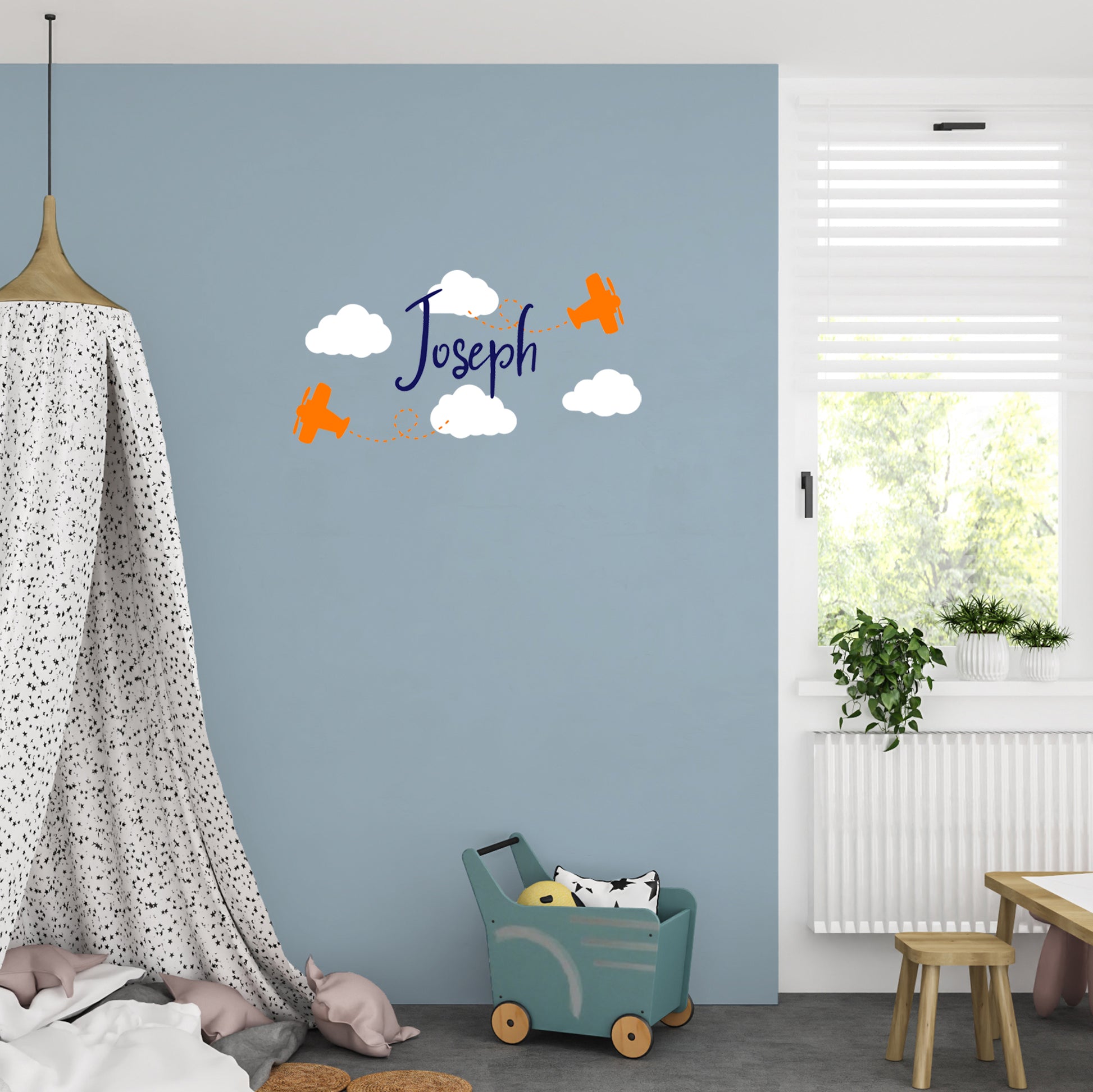 Planes, names and clouds | Three colour | Monogram decal-Monogram & name decal-Adnil Creations