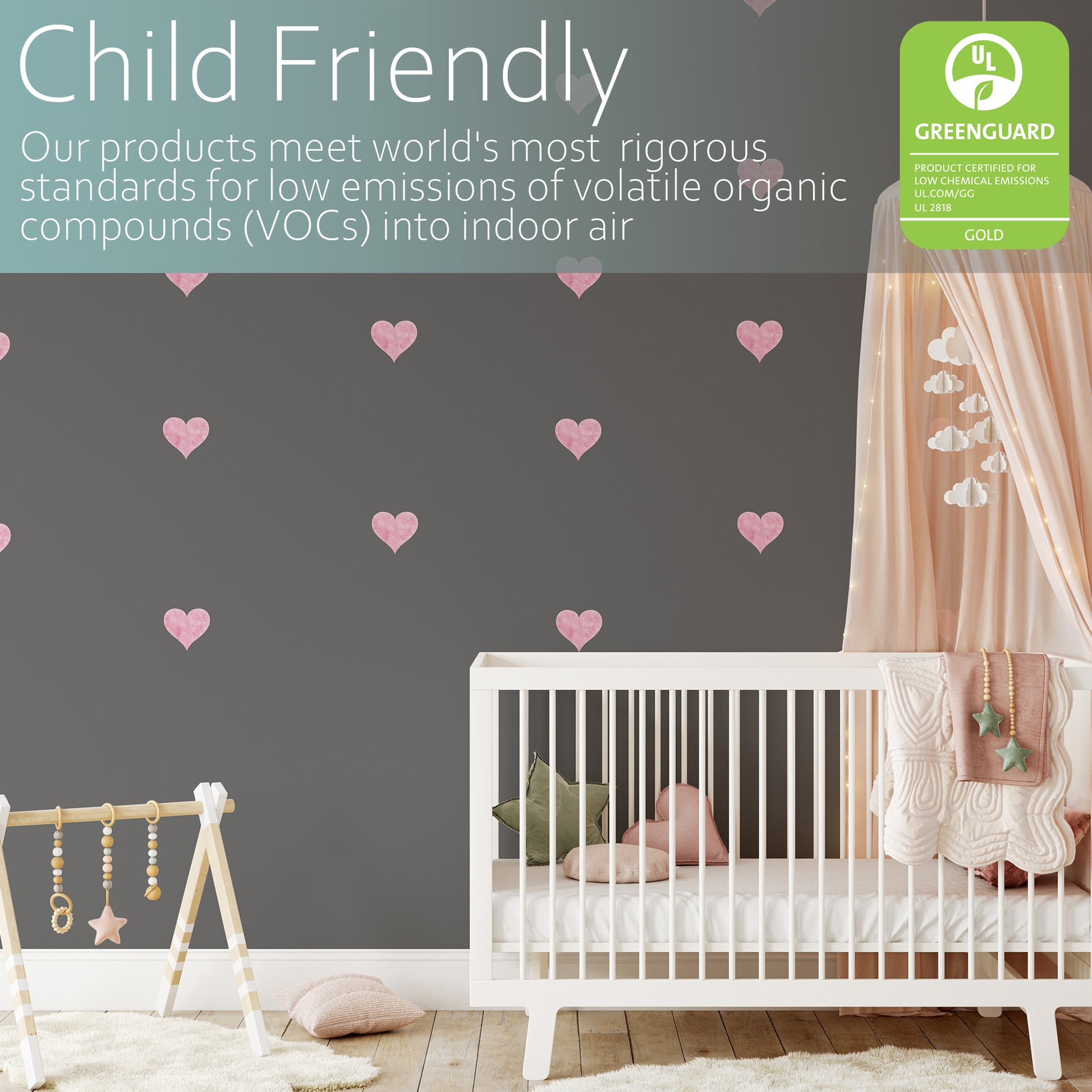 Watercolour pink hearts | Fabric wall stickers-Fabric wall stickers-Adnil Creations