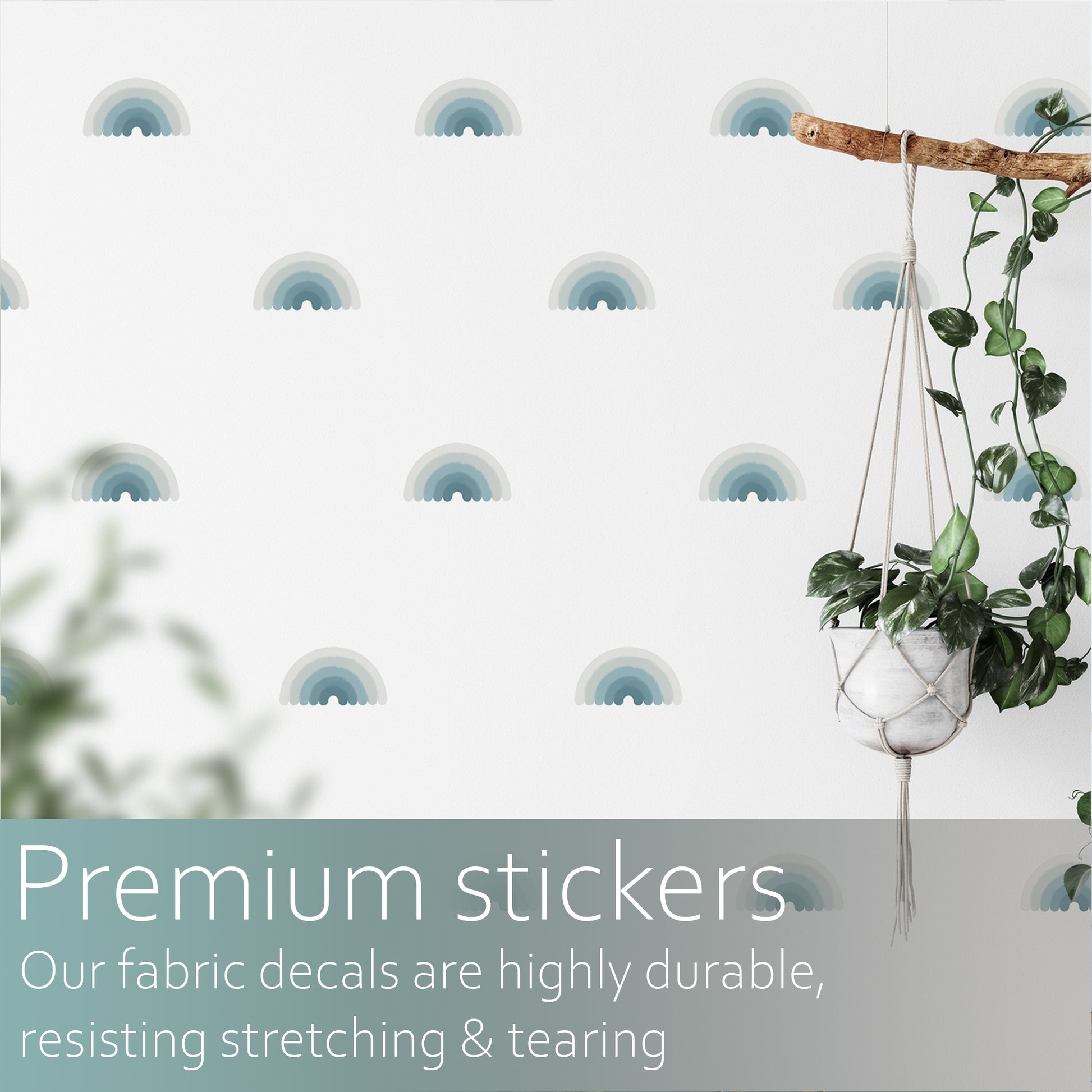 Blue ombre rainbows | Fabric wall stickers-Fabric wall stickers-Adnil Creations