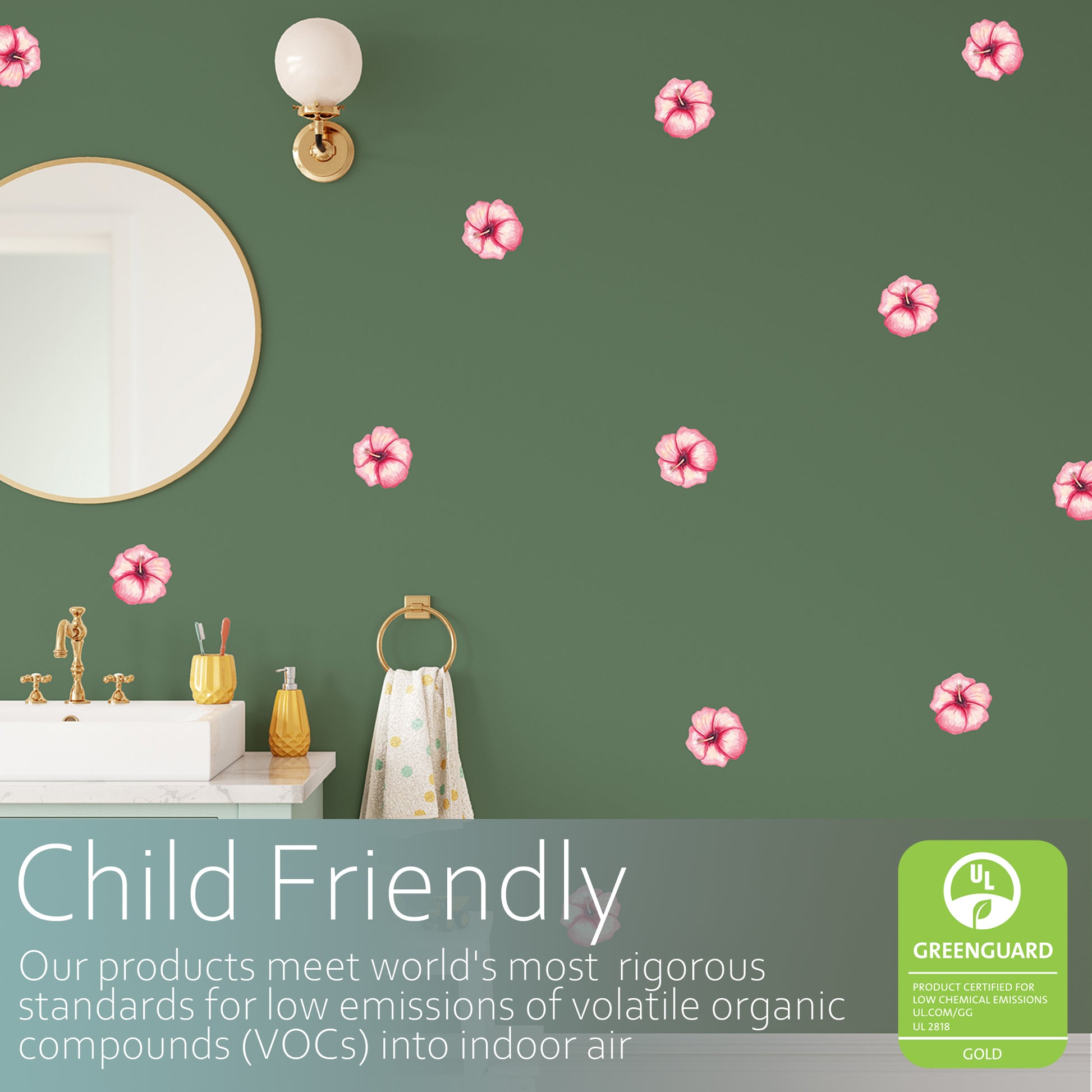 Watercolour hibiscus pattern | Fabric wall stickers-Fabric wall stickers-Adnil Creations