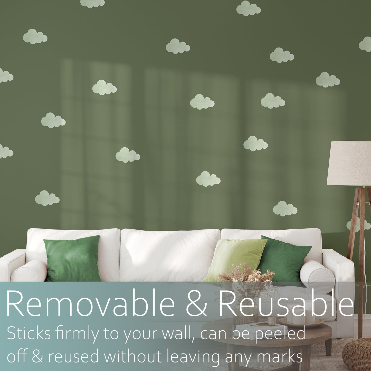 Green clouds | Fabric wall stickers